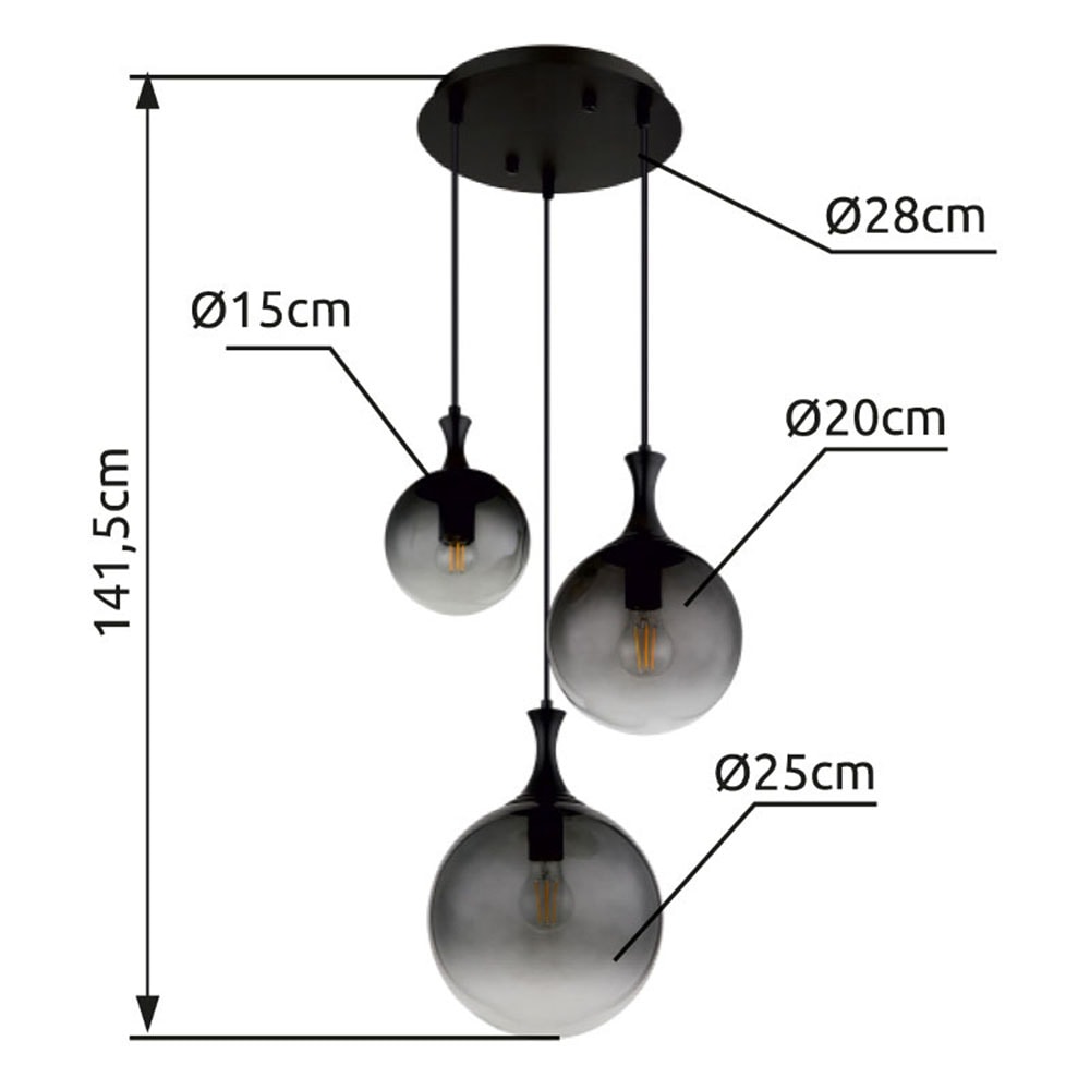 GLOBO LIGHTING Hängeleuchte »DALTON«, Leuchtmittel E27 | ohne Leuchtmittel, Hängelampe/Pendelleuchte/Esszimmer/Wohnzimmer/Esstisch