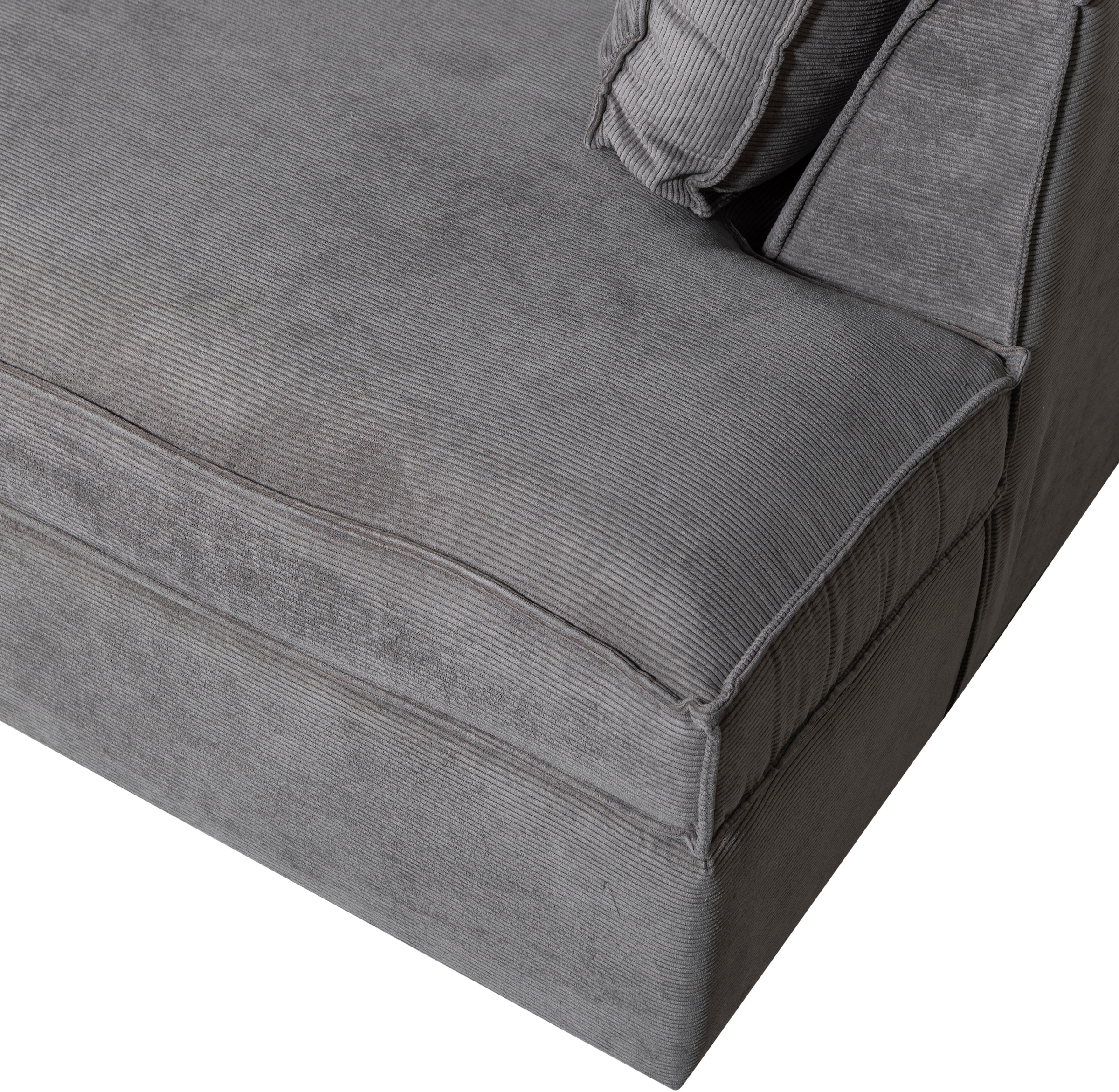 WOOOD Ecksofa »Thomas Rechts Bezug mit Steppnaht, H 92 x B 283 x D 197 cm« Ripsstoff, Sehr hohe Verschleißfestigkeit, Kunststoffbeine