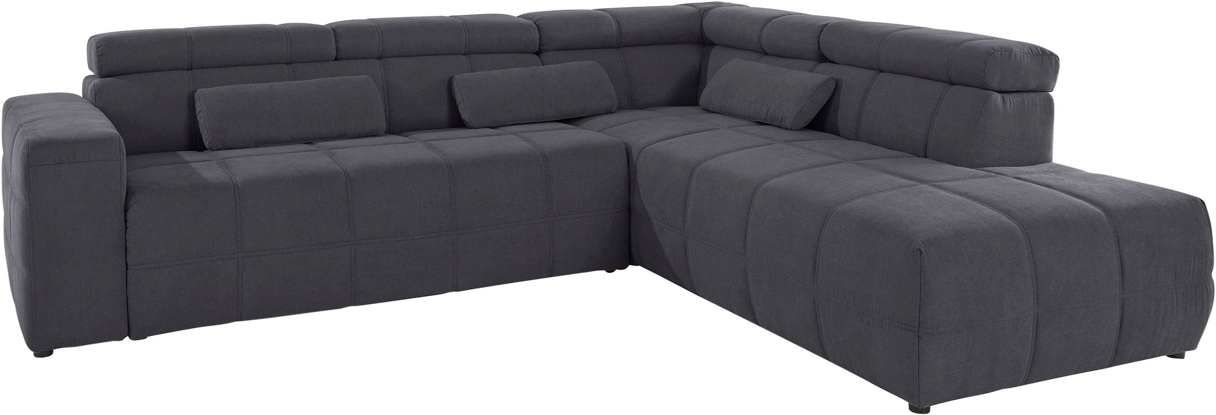 DOMO collection Ecksofa »Brandon L-Form, auch in Leder«, inklusive Kopfteilverstellung, wahlweise mit Sitztiefenverstellung