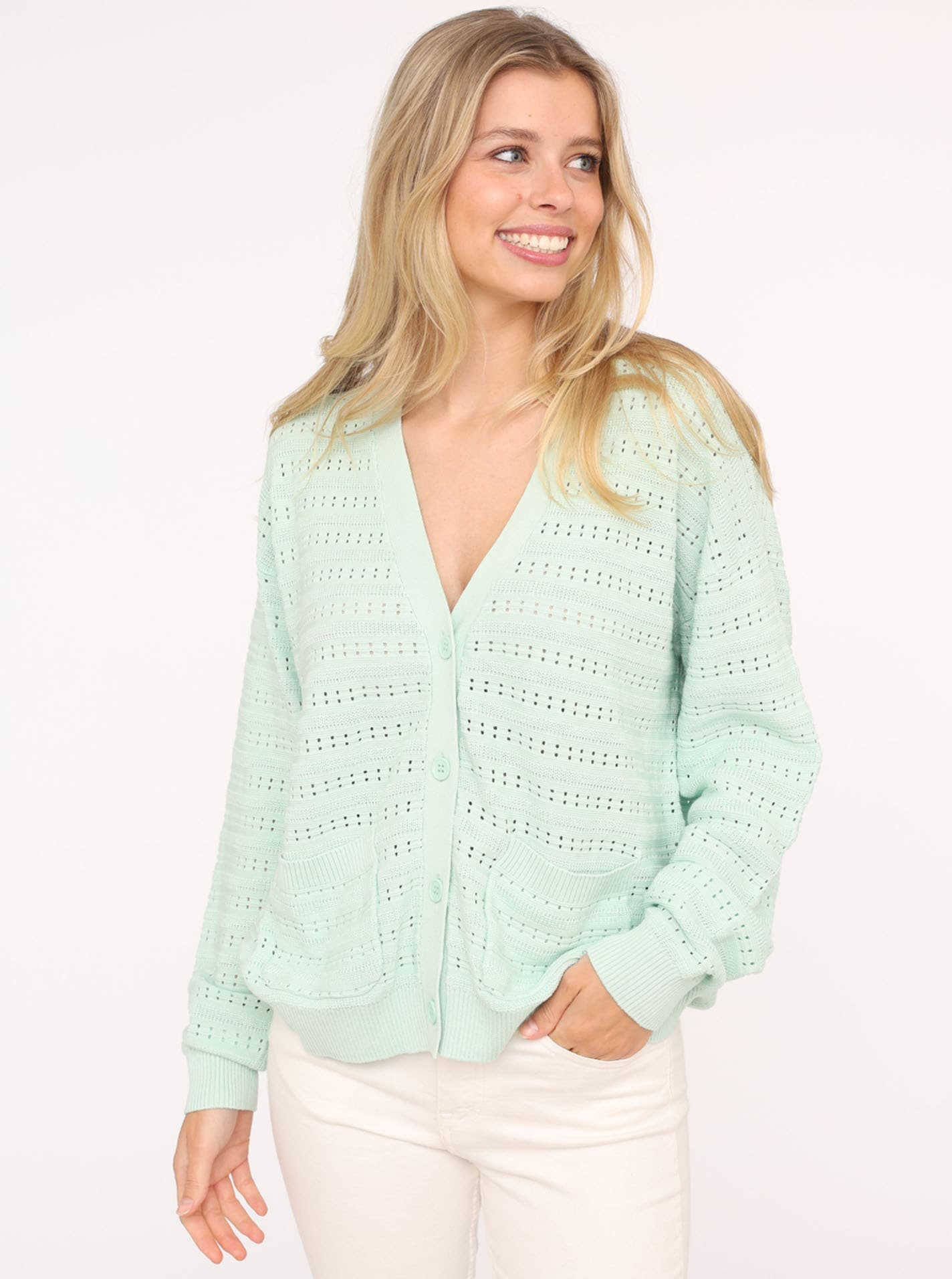 Zwillingsherz Strickjacke ""Lochstrick Uni"" Lochstrick-Muster, Langarm, Kn günstig online kaufen