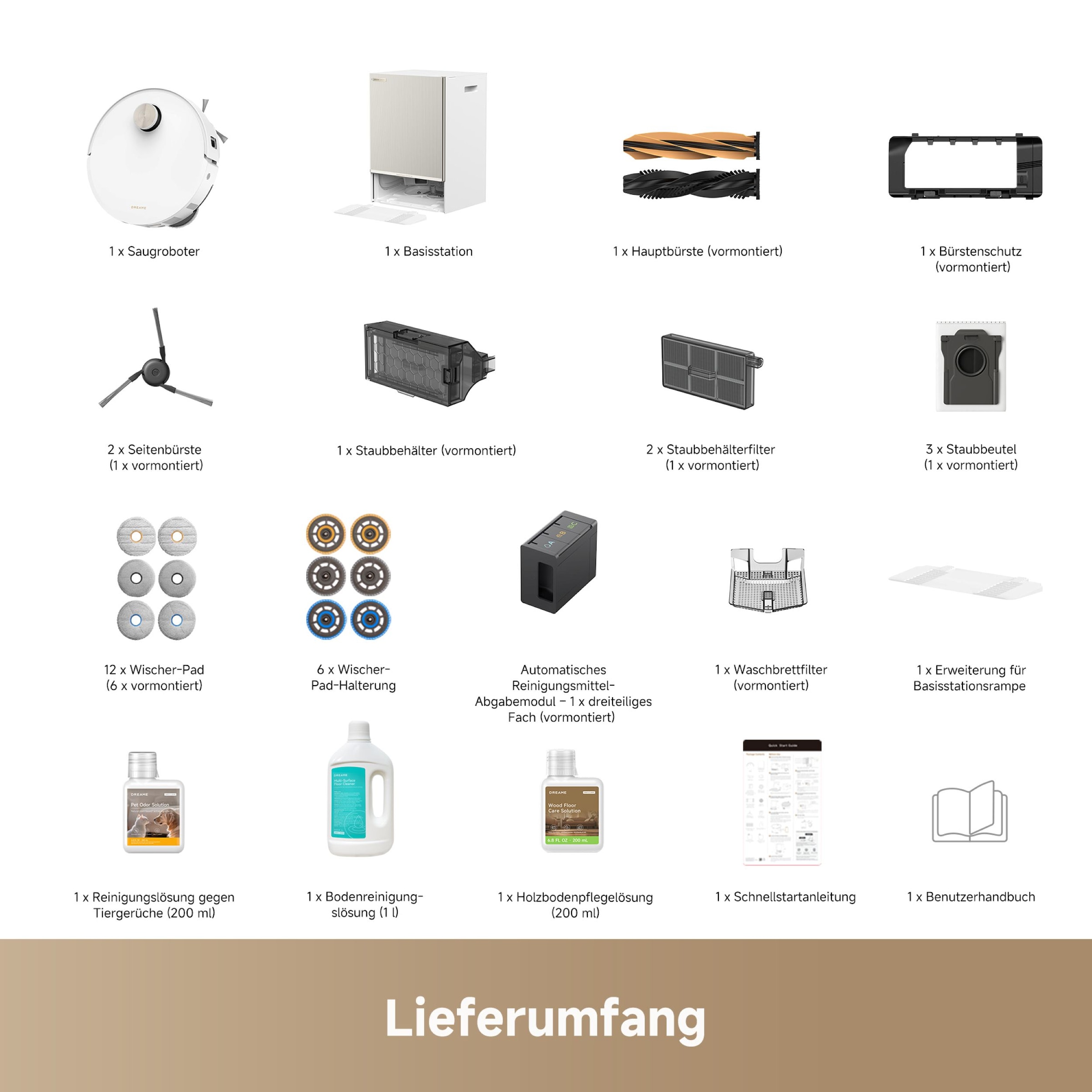 Dreame Saugroboter »mit Wischfunktion Matrix 10 Ultra White« Mop-Wechsel, drei Reinigungsmittel, überwindet Hindernisse, 30.000 Pa