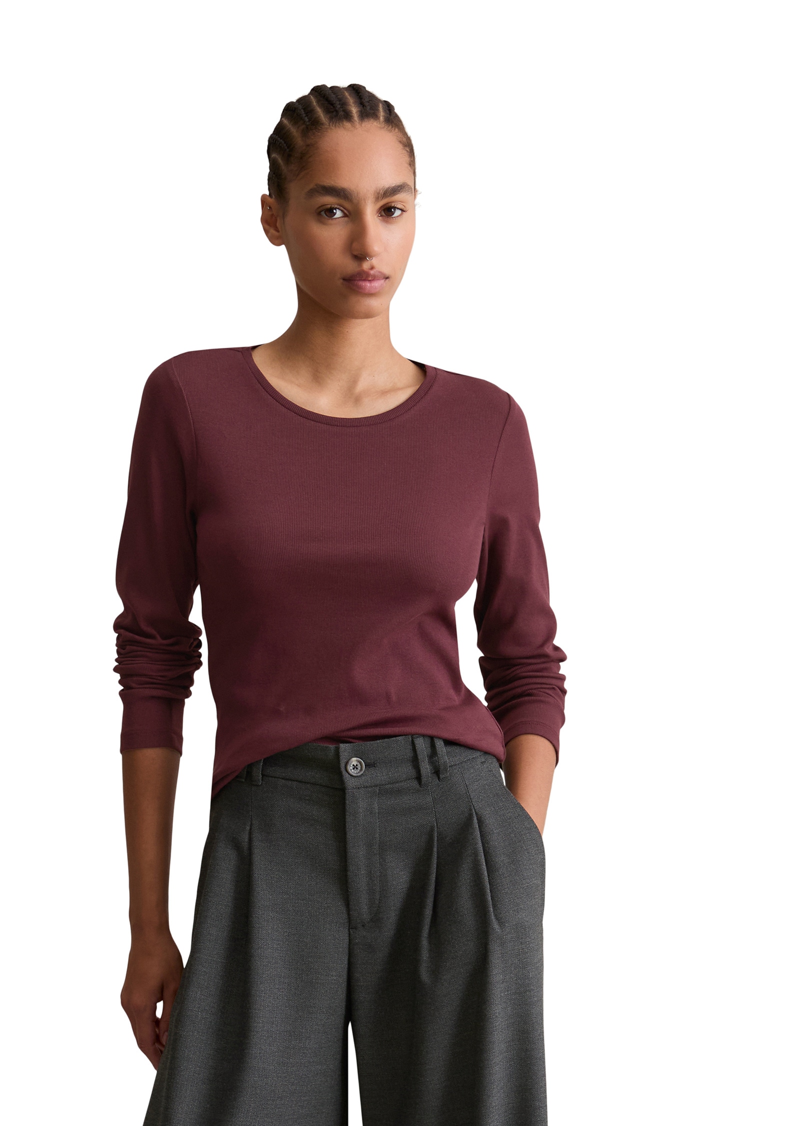 Marc OPolo DENIM Langarmshirt "aus softem Ripp-Jersey" günstig online kaufen