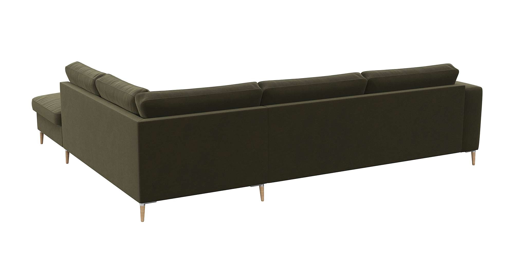 FLEXLUX Ecksofa »Fiore, Sitzaufbau mit hochwertigem Kaltschaum für mehr Sitzkomfort«, breite Armlehnen, L-Form, Füße Alu/Eiche