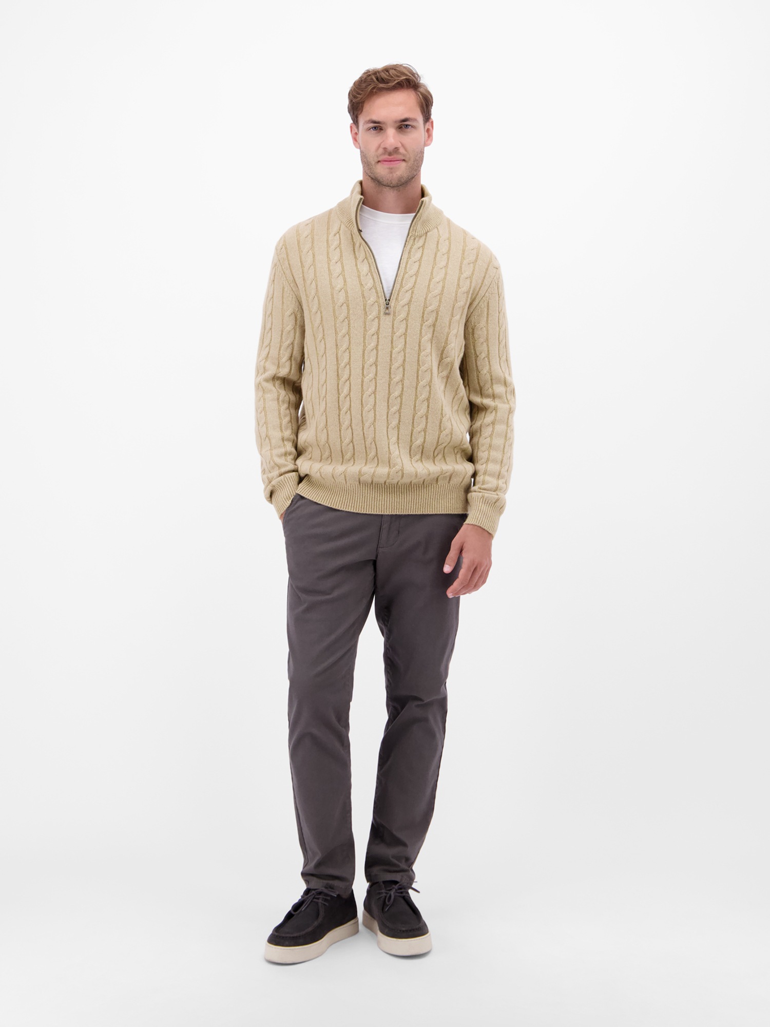 LERROS Strickpullover »LERROS Troyer mit Zopfmuster - Klassik trifft Coolness«