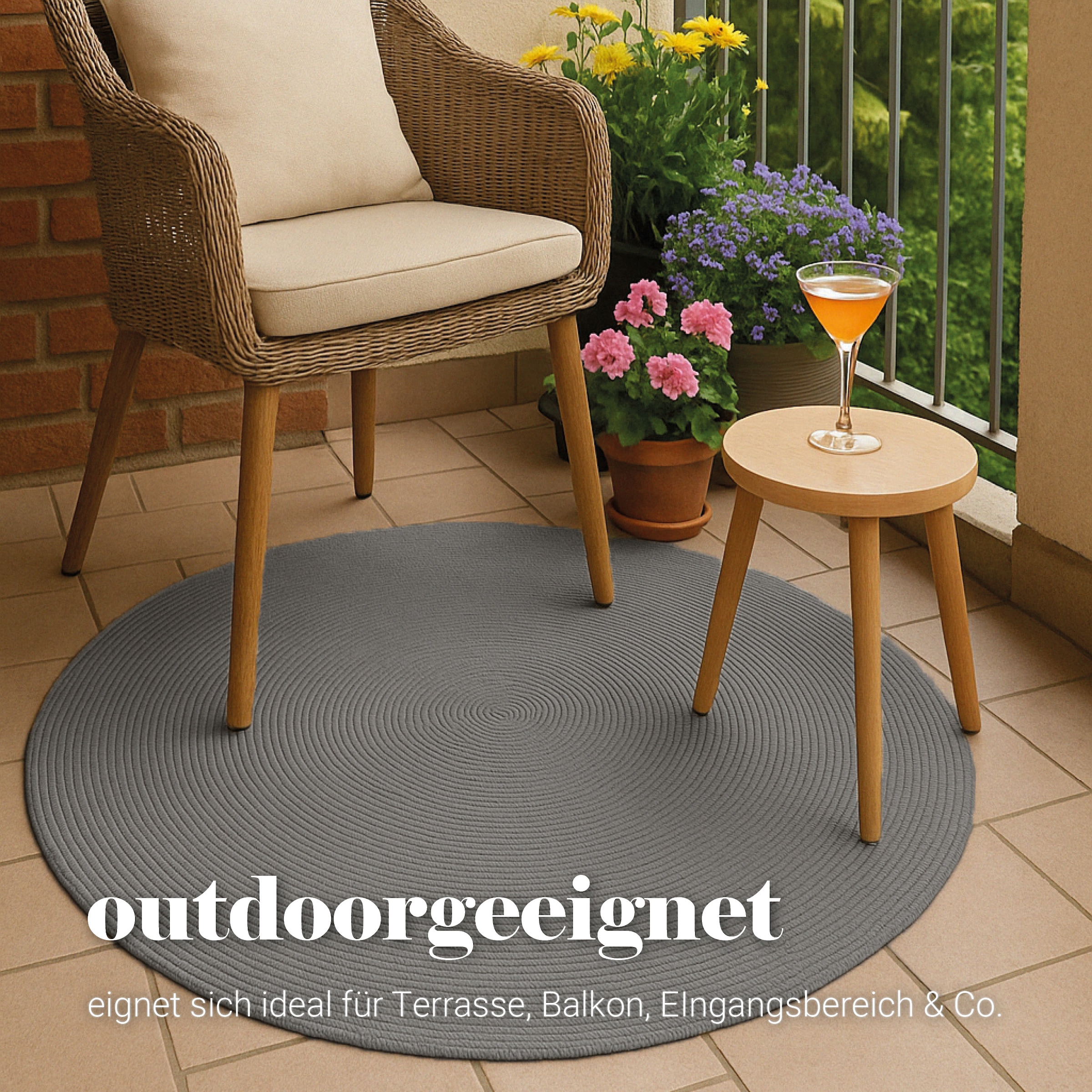 ASTRA Teppich »Paris«, rund, 8 mm Höhe, In- und Outdoor geeignet, Aussenbereich, Wohnzimmer