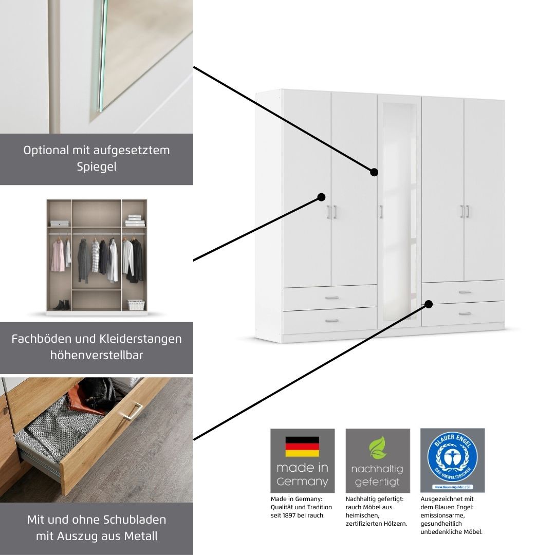 Thumbnail - rauch Drehtürenschrank "Kleiderschrank Schrank Garderobe Wäscheschrank BORBONA" Breiten 226/271 cm, Höhe 210 cm, in 2 Br...