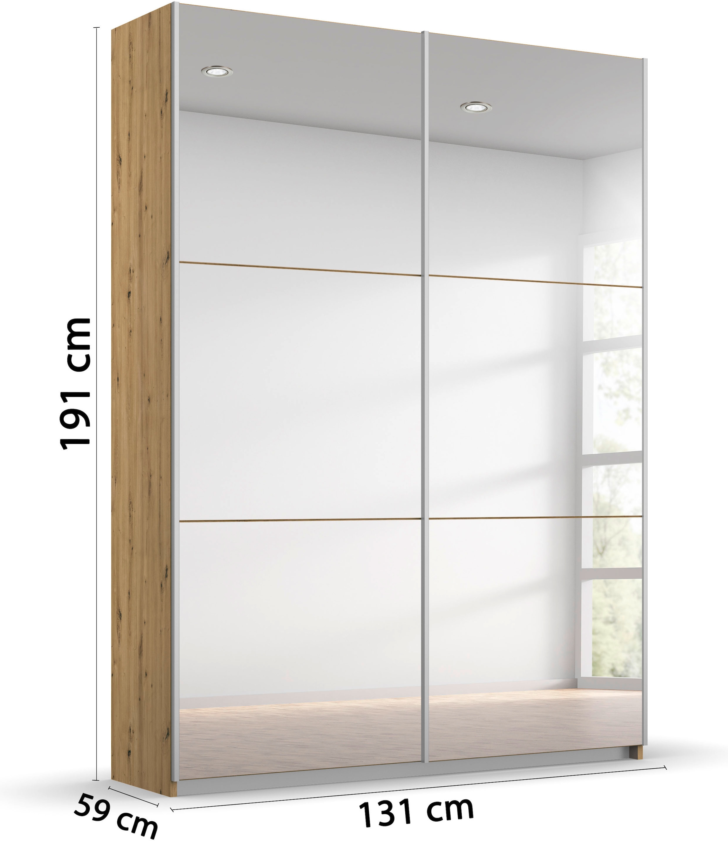 rauch Schwebetürenschrank »Kleiderschrank Schrank Garderobe REFLECT«, inkl. praktischer Innenausstattung mit 2 Stoffboxen MADE IN GERMANY