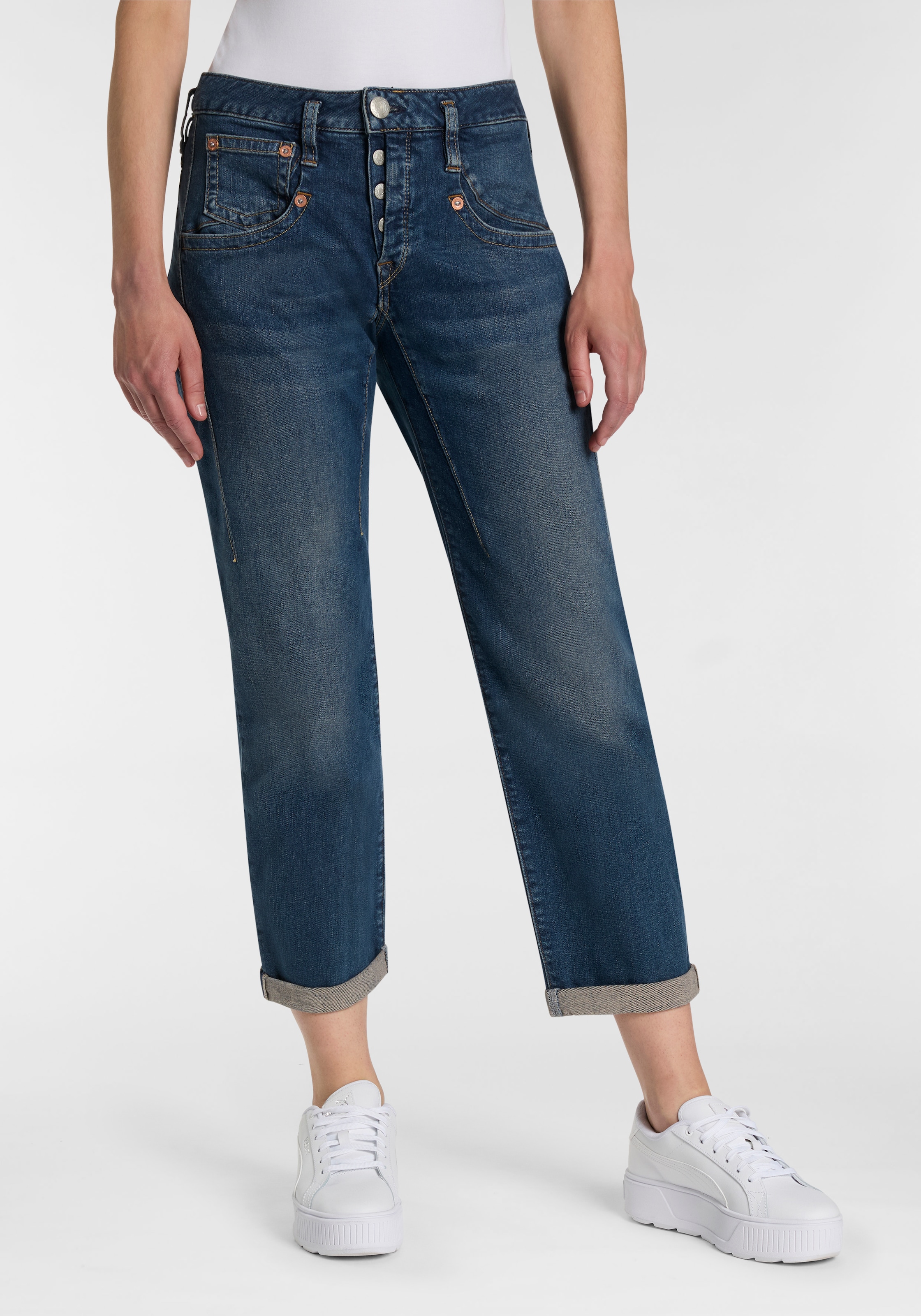 Herrlicher 7/8-Jeans "Shyra Tap Organic Denim", mit Abnähern günstig online kaufen