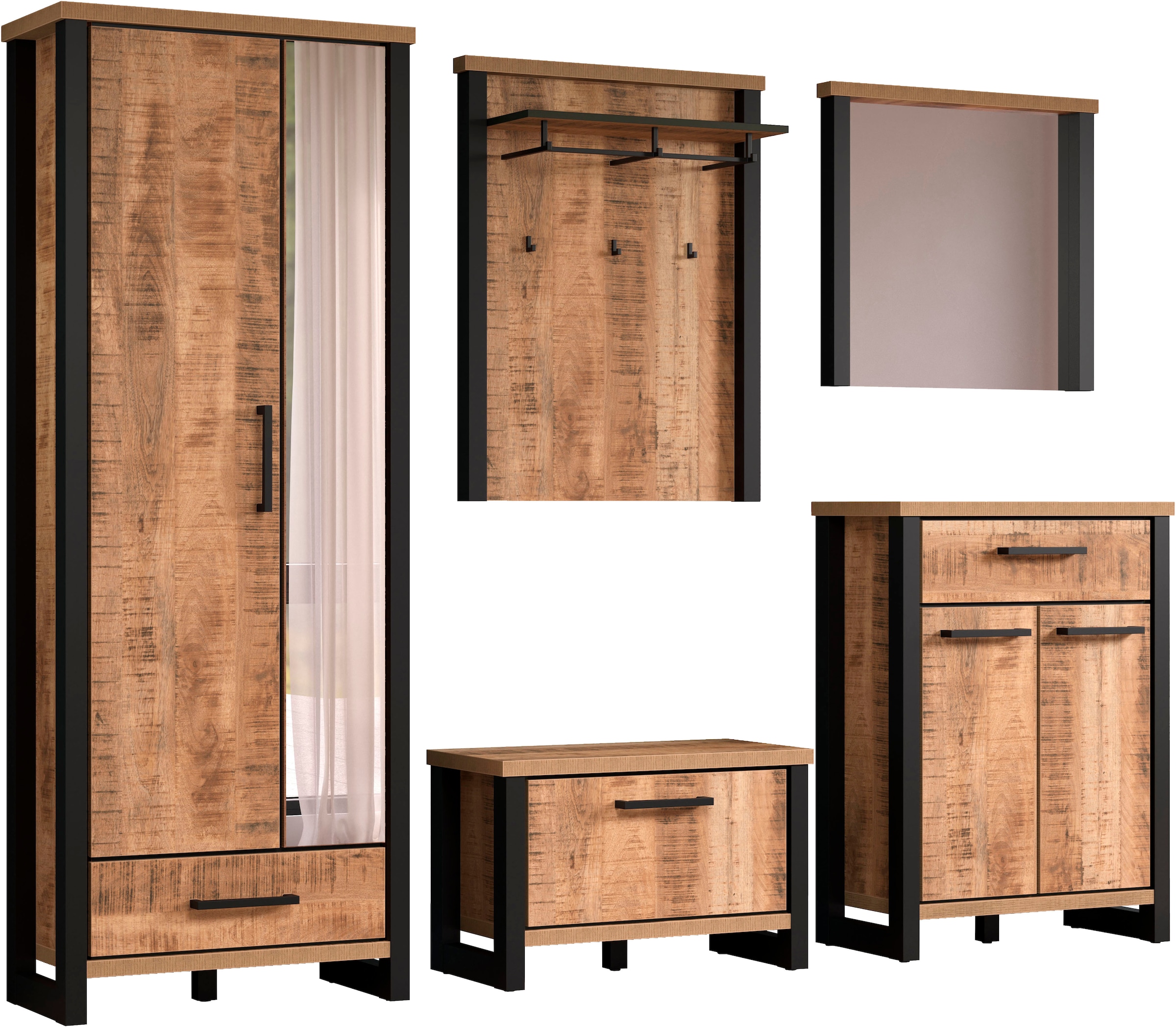 Home affaire Garderoben-Set "Elda", (Komplett-Set, 5 St.), Garderoben-Set: günstig online kaufen