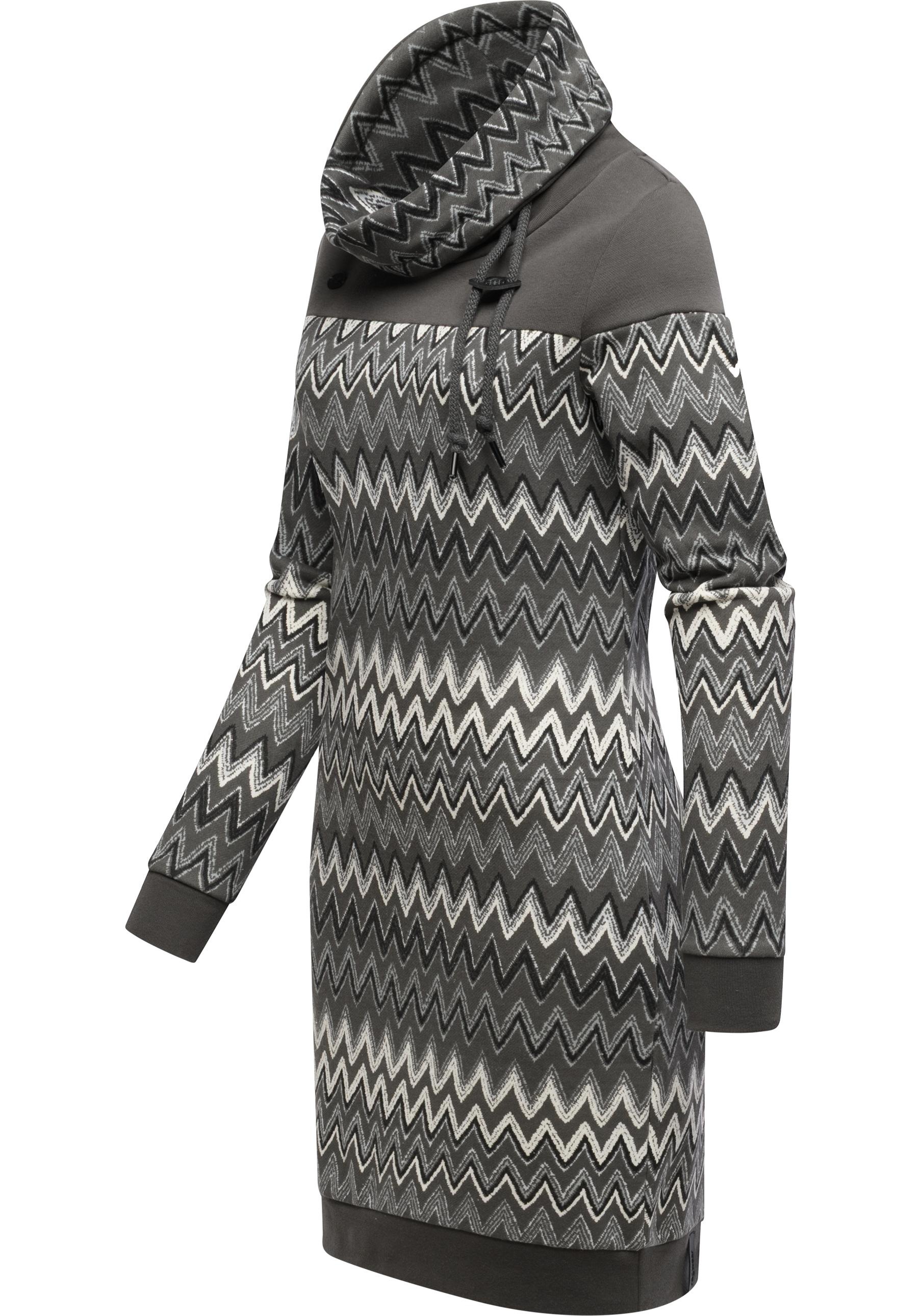 Ragwear Sweatkleid »Chlloe Zig Zag YOUMODO« Ohne Taschen stylisches Langarm Midikleid mit ZigZag-Muster