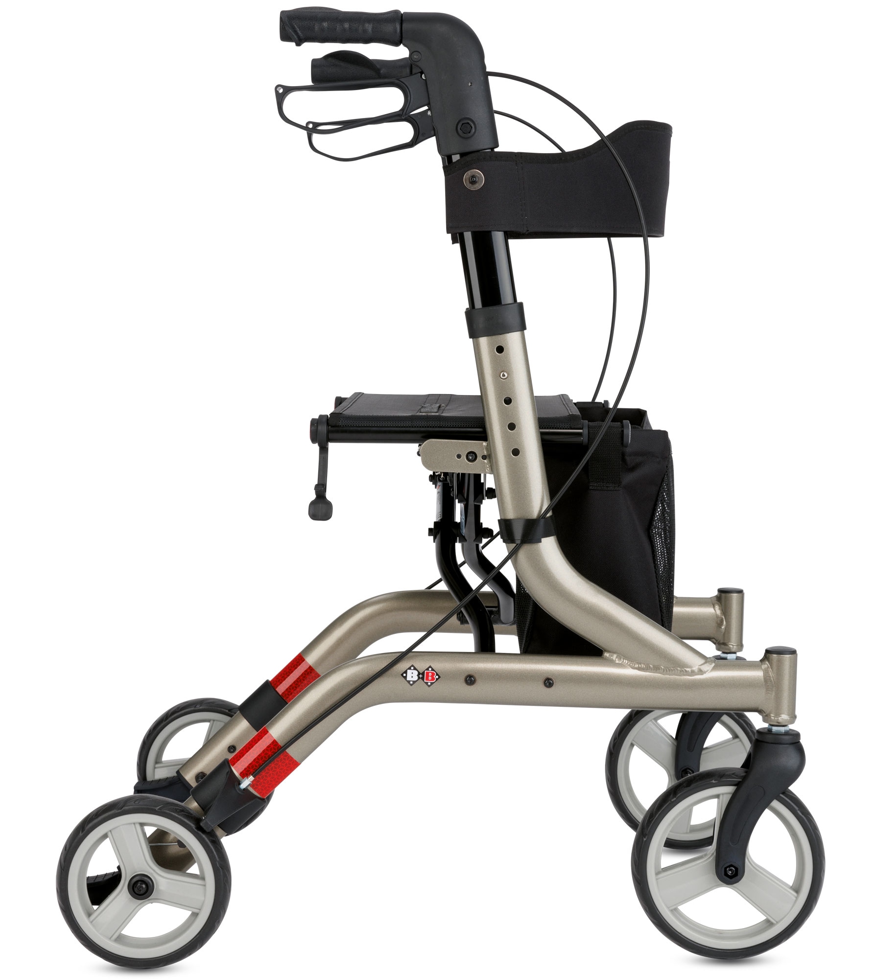 Bischoff & Bischoff Rollator »Capero Rollator«, faltbare Senioren Gehhilfe mit Rückengurt, Tasche und Stockhalter