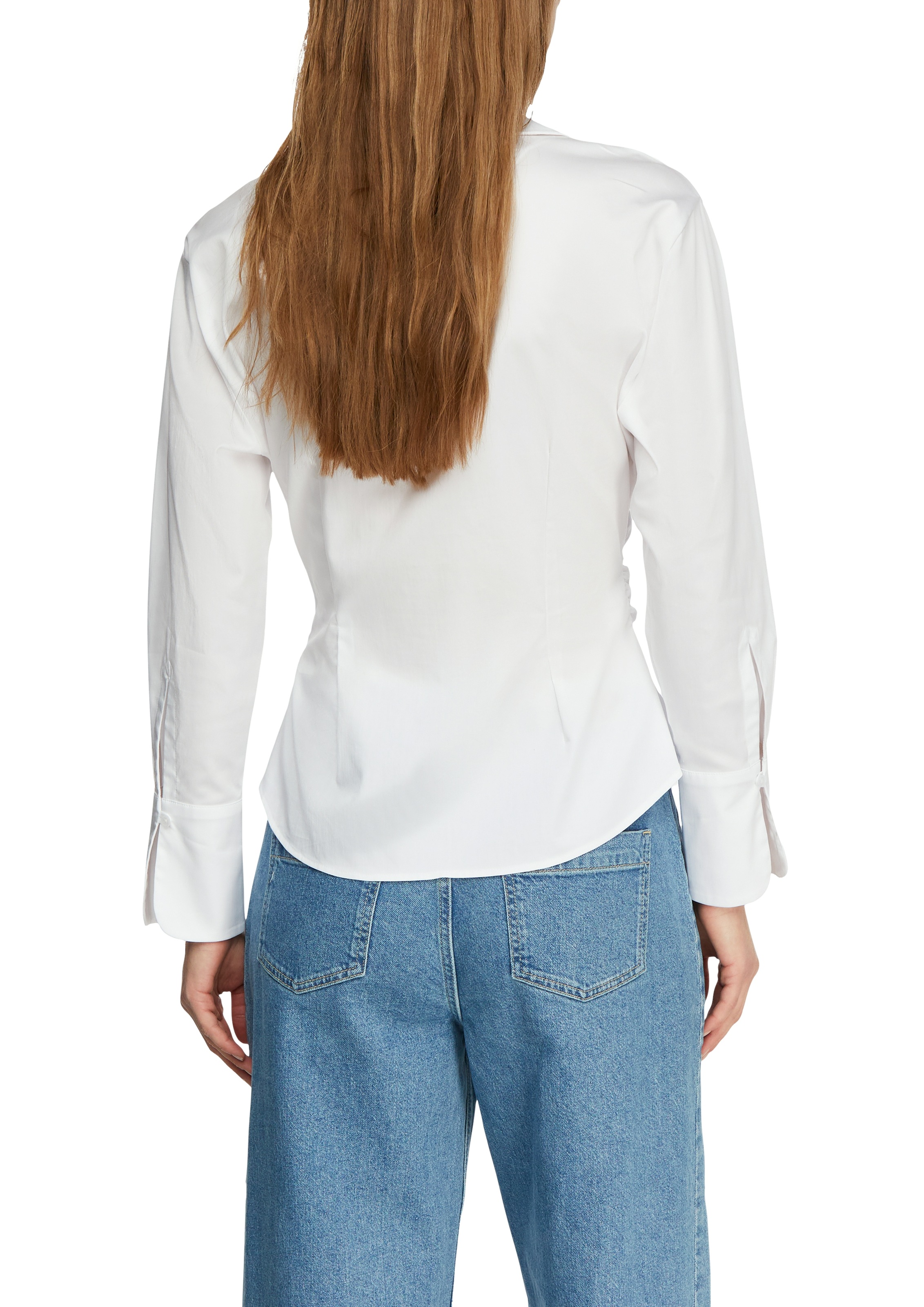 Comma Langarmbluse mit seitlichem Verschluss und V-Ausschnitt günstig online kaufen