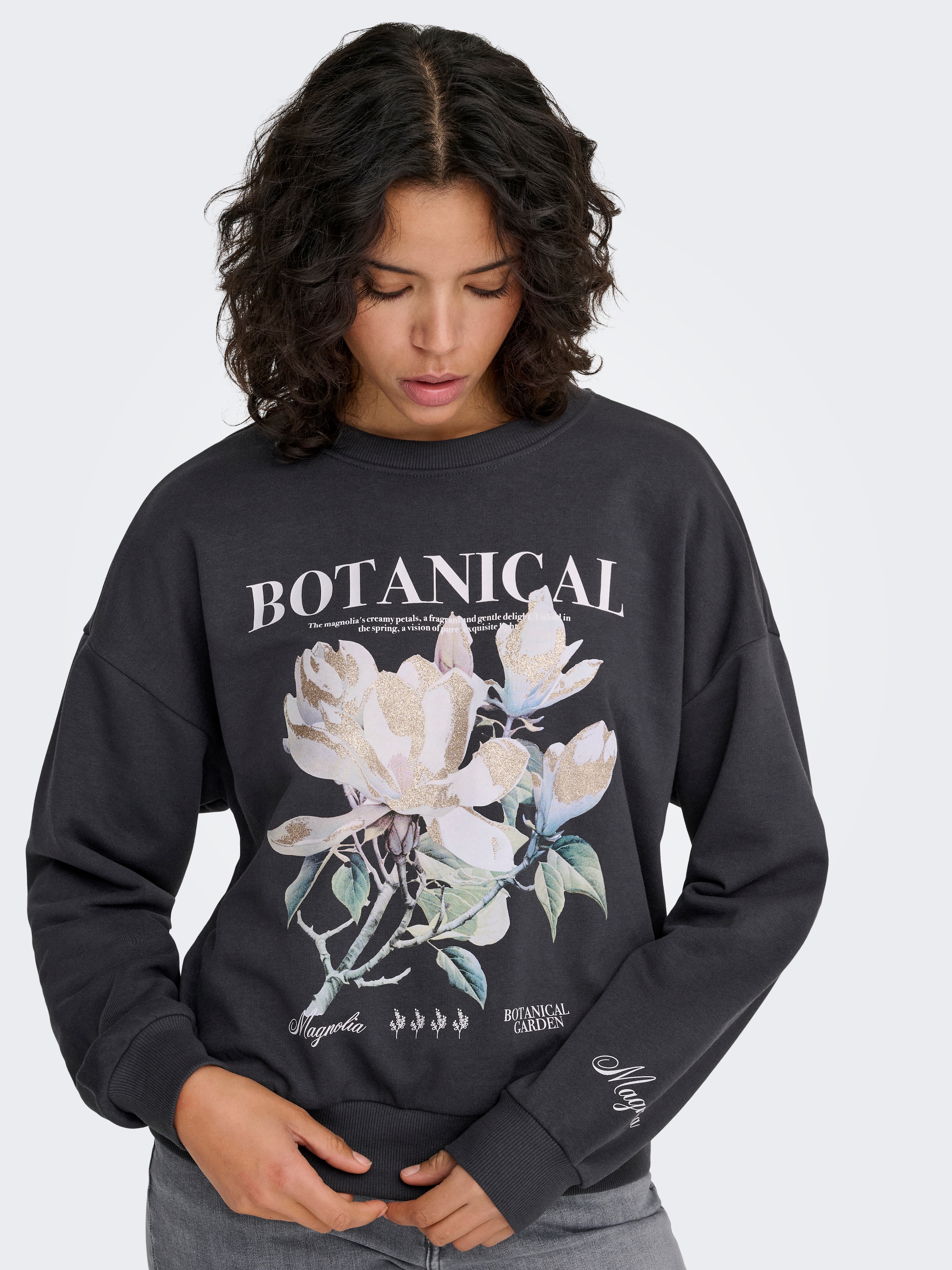 ONLY Sweatshirt »ONLFLEUR L/S O-NECK BOX UB SWT«, Baumwollmischung, oversize, Rundhals
