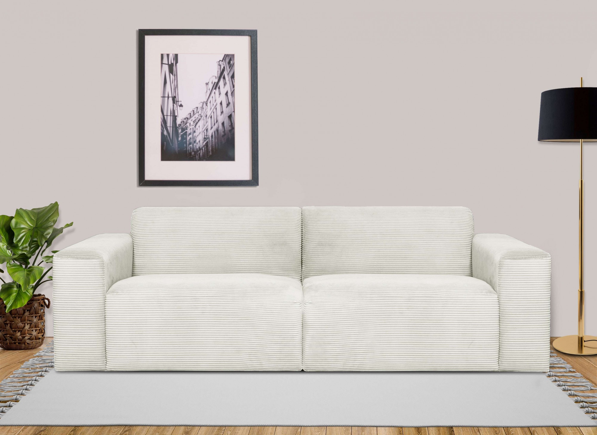 INOSIGN 3-Sitzer »Koa, 228 cm, Modulsofa in Webstoff, Cord«, Designsofa, weicher Lounge-Sitzkomfort, Welleunterfederung, bodentief