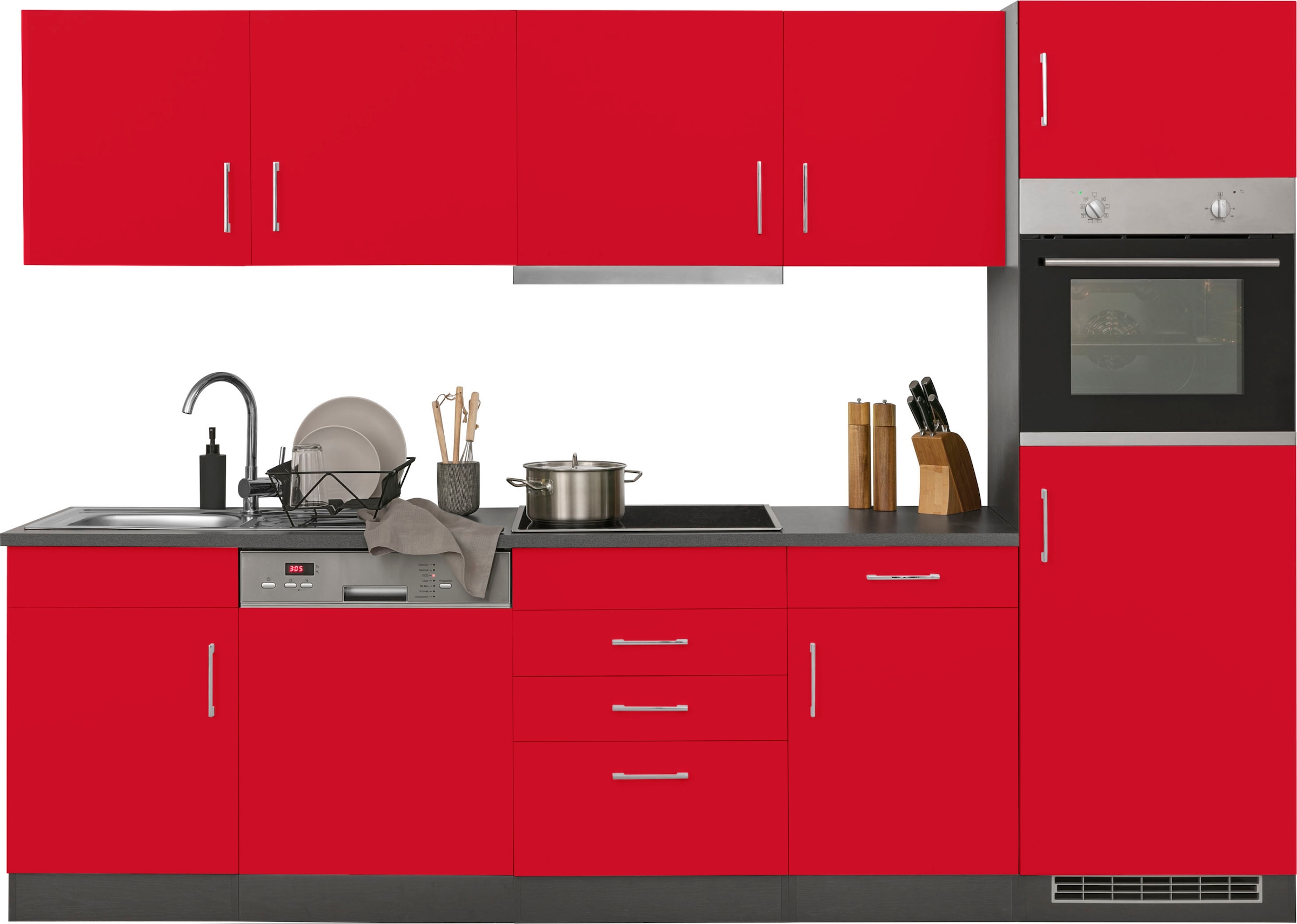 HELD MÖBEL Küchenzeile »Paris«, mit mit BAUR 280 cm, wahlweise E-Geräten, | Breite kaufen Induktionskochfeld