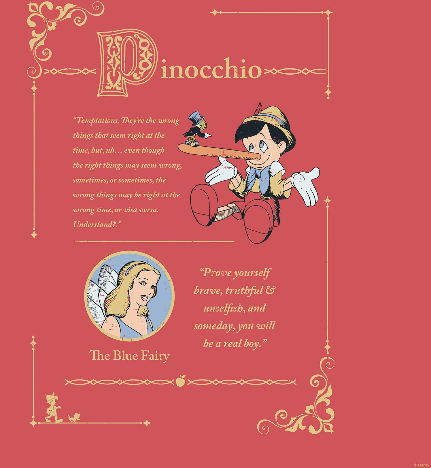 Komar Paveikslas ant drobės »Pinocchio Vice Versa - Größe 40 x 40 cm« Disney (1 St. 40 x 40 cm (Breite x Höhe) Paveikslas su Echtholzrahmen vaikų kambario baldų komplektas