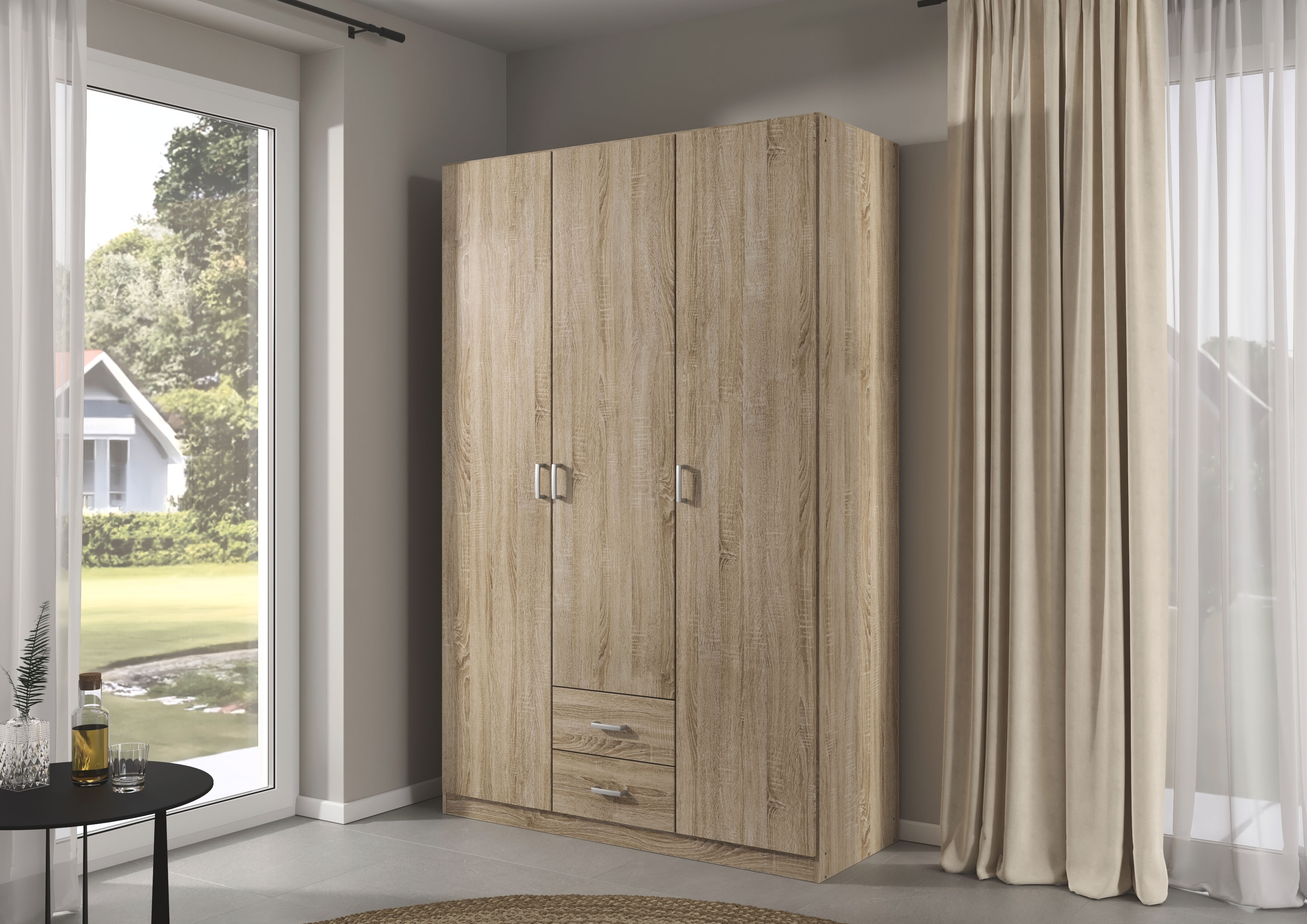 rauch Drehtürenschrank "Kleiderschrank Garderobe GAMMA Breite 136 cm" in 3 Ausstattungen BASIC/CLASSIC/PREMIUM (inkl. SOFT-CLOSE-Funktion), mit Schubladen, verschiedene Griff-Varianten TOPSELLER MADE IN GERMANY