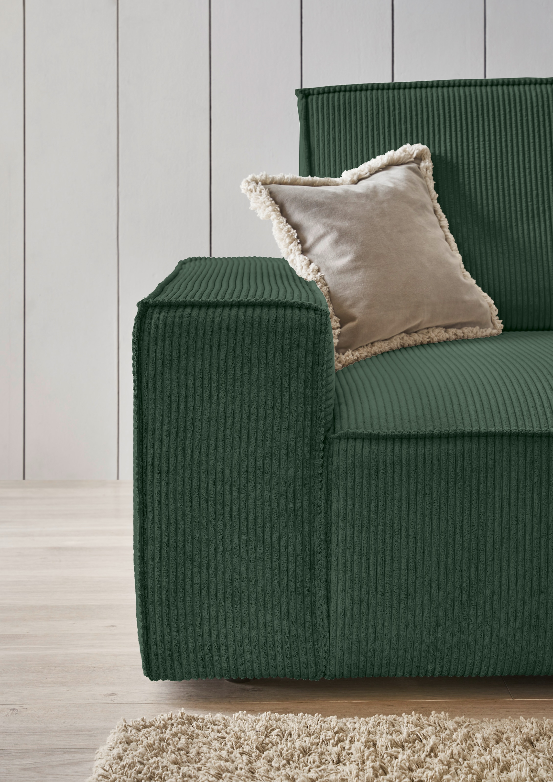 Home affaire Ecksofa »NEU: SHERWOODL XXL 284, Big-Sofa L-Form, tiefe Sitzfläche 95 cm, Cord,«, Leinenoptik, Recamiere rechts/links, auch als Schlafsofa stellbar