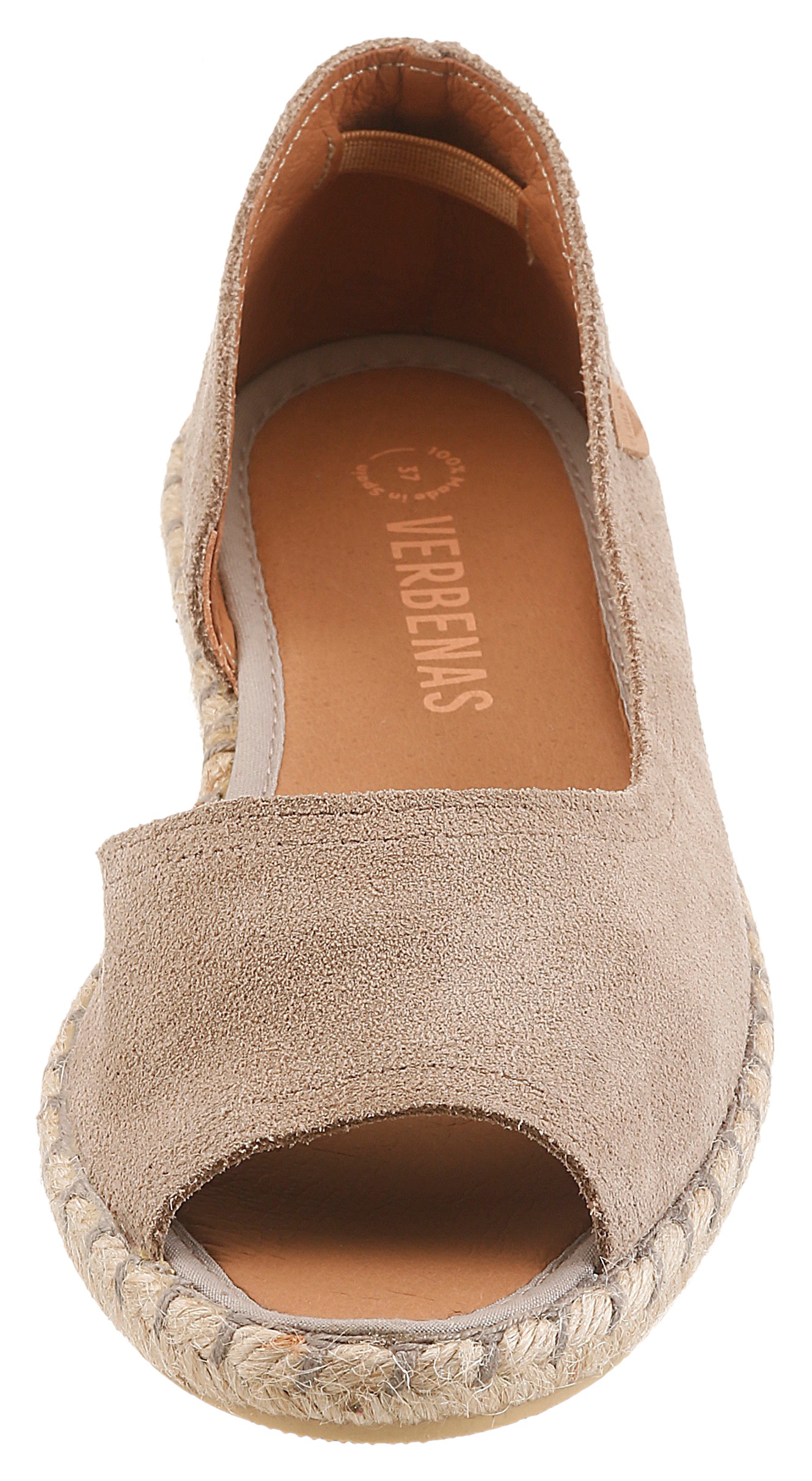 Espadrille VERBENAS "CRUZ SERRAJE", Damen, Gr. 42, beige, Veloursleder, unifarben, Schuhe Espadrille, Sommerschuh, Flat, Slipper, Ballerina in asymmetrischem Look 3
