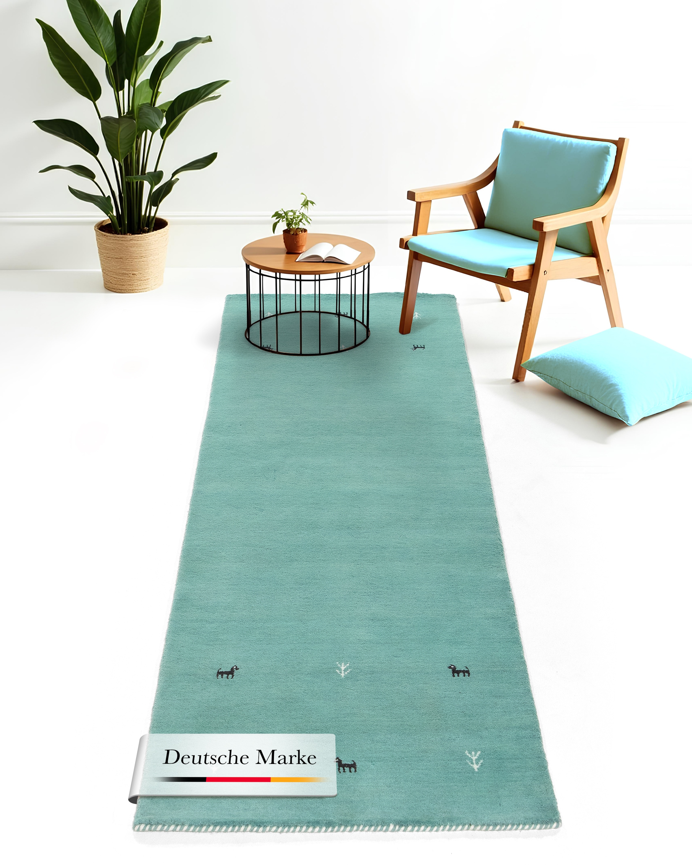 carpetfine "Gabbeh Uni, auch als Läufer und Rund erhältlich" rechteckig 15 mm Höhe reine Wolle, handgewebt, Gabbeh Loom Tiermotiv, große Farbauswahl