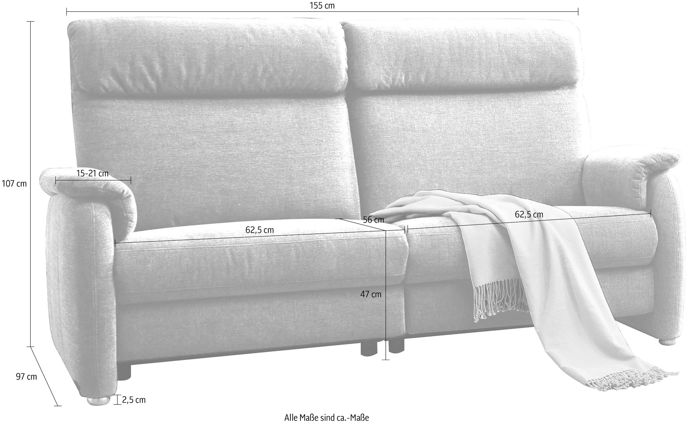 Home affaire 2-Sitzer »Turin«, mit motorischer Relaxfunktion, auch in Leder