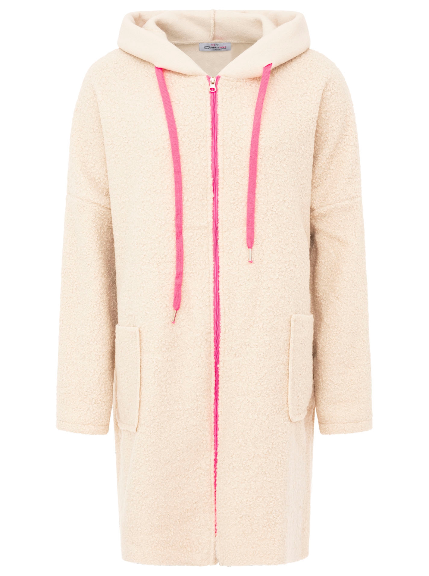 Zwillingsherz Kurzmantel »"Neon"« aus Teddystoff mit Kapuze, Reißverschluss und Taschen
