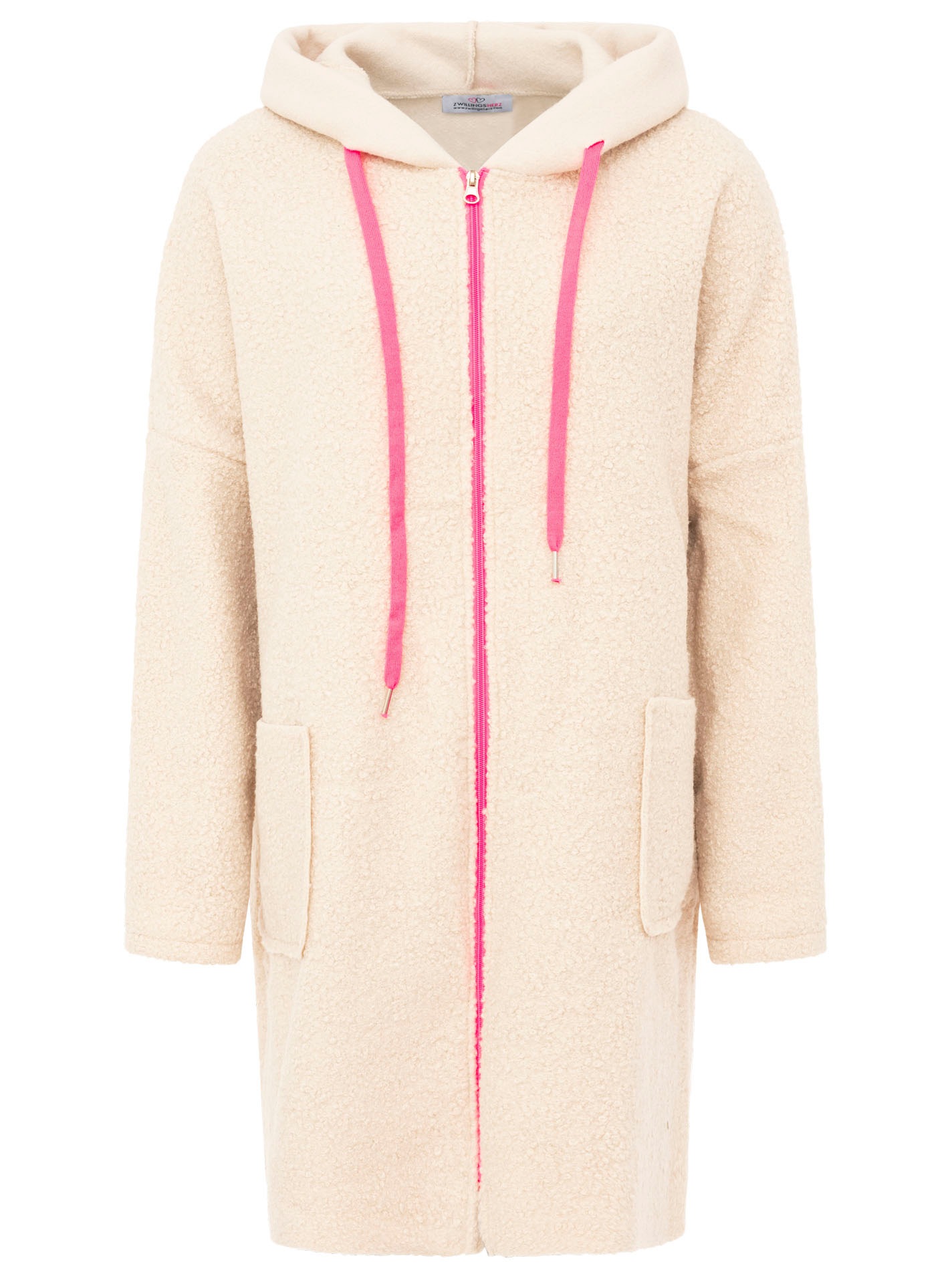 Zwillingsherz Kurzmantel ""Neon"" aus Teddystoff mit Kapuze, Reißverschluss günstig online kaufen
