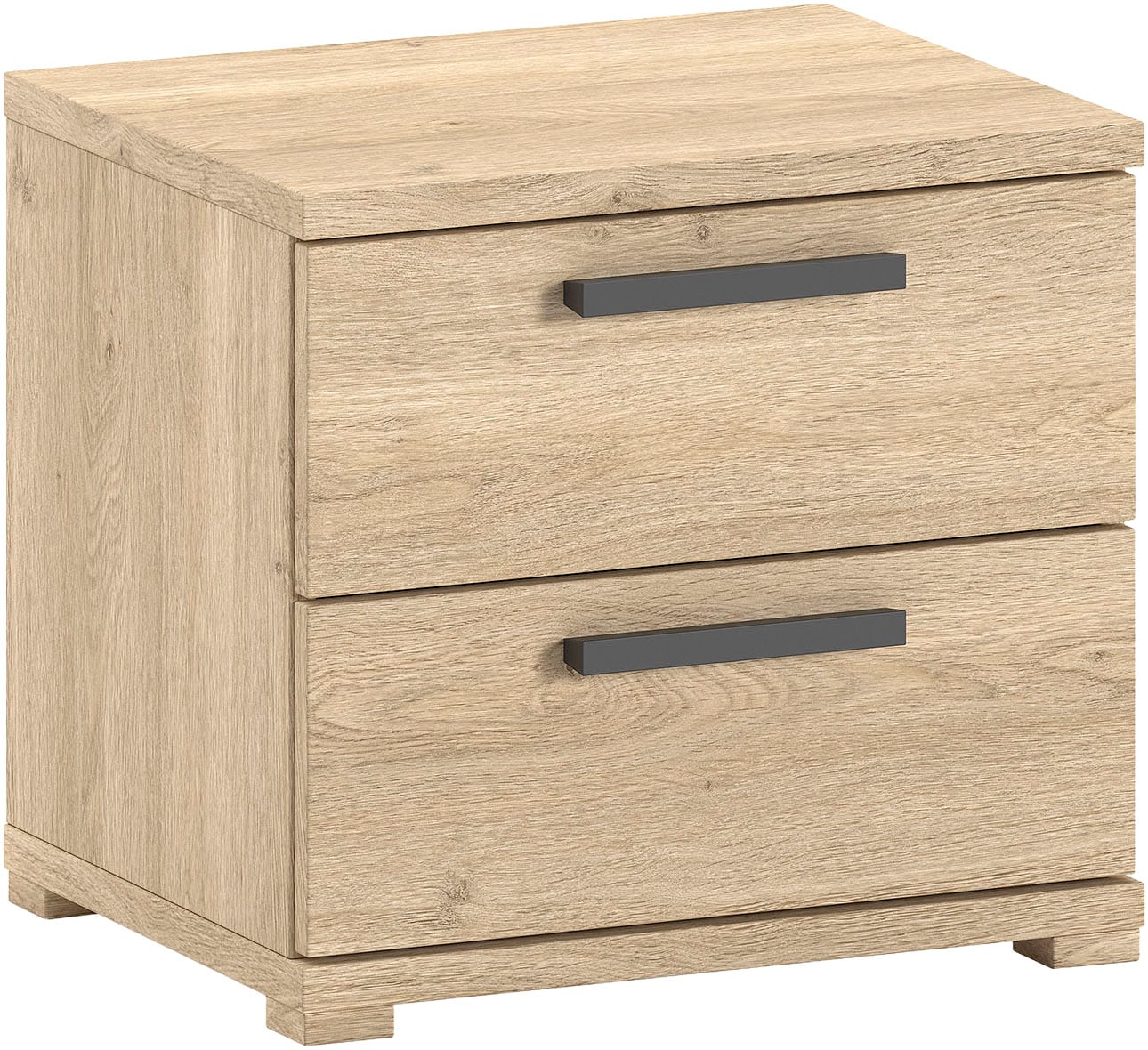 Vipack Jugendzimmer-Set »SAM - Bett und Nachtkonsole, gradliniges Design in wohnlichem Dekor« Schubladen auf Metallauszug bieten Stauraum am Bett, 2 tlg. tlg. die Oberfläche ist pflegeleicht, in der Ausführung Eiche Dekor