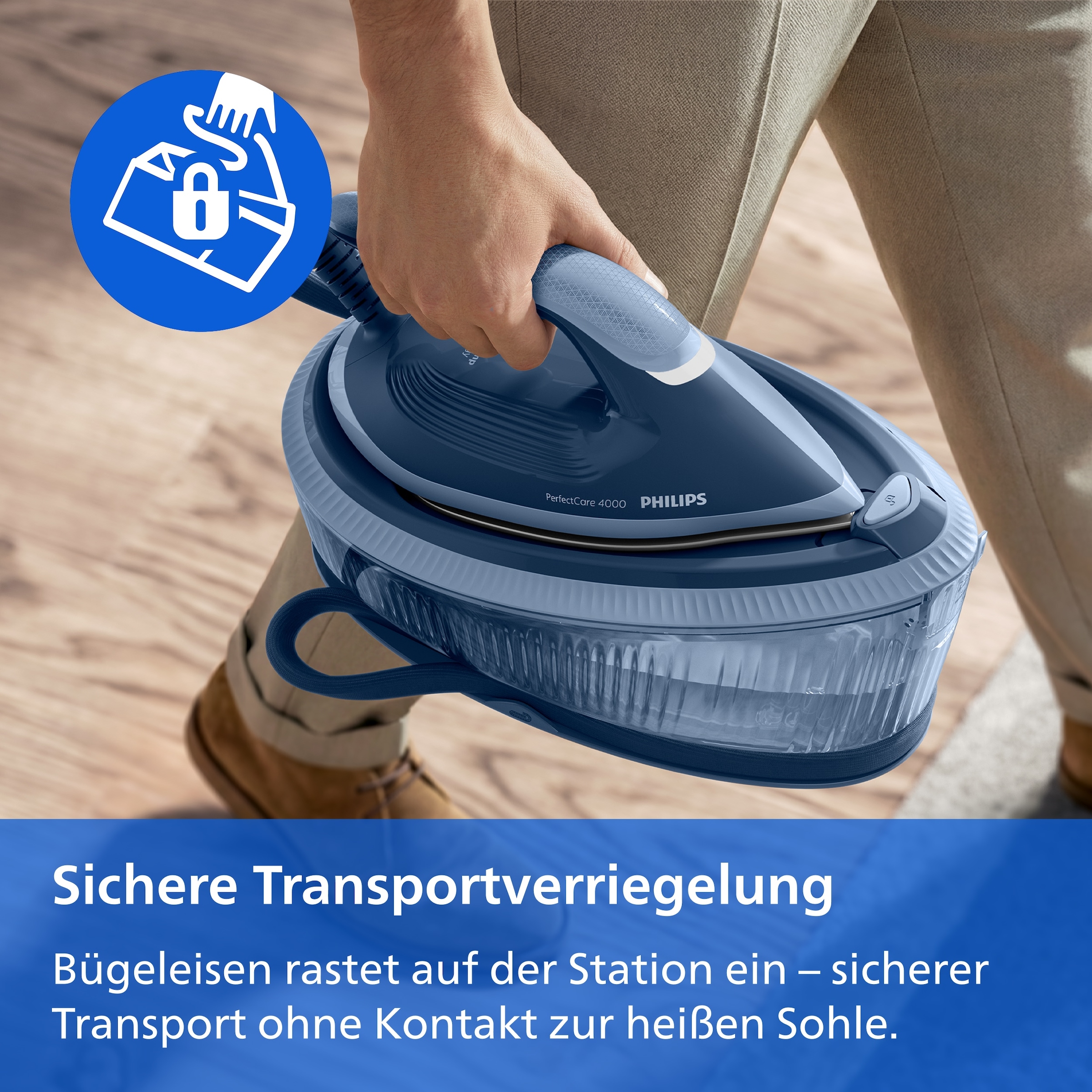 Philips Dampfbügelstation »4000 Series PSG4020/20, dunkelblau« 1.700 ml Wassertank 2.400 Watt, Vertikaldampf, SteamGlide Plus Bügelsohle, 450gr Dampfstoß