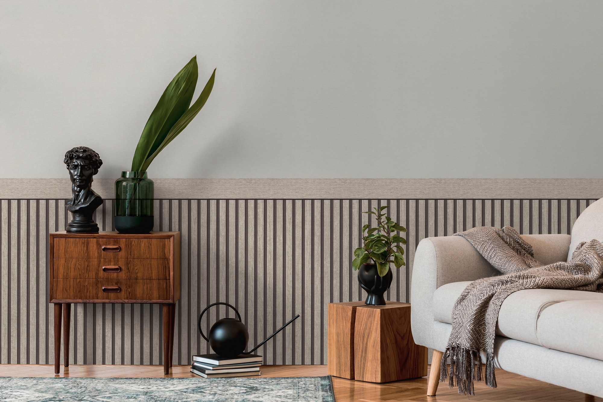 living walls Vliestapete "Wallpanel Tapete Wandpaneele Mustertapete Holzpaneele Natur" matt strukturiert Vliestapete Holz-Optik für Schlafzimmer Küche Wohnzimmer Wandpaneele