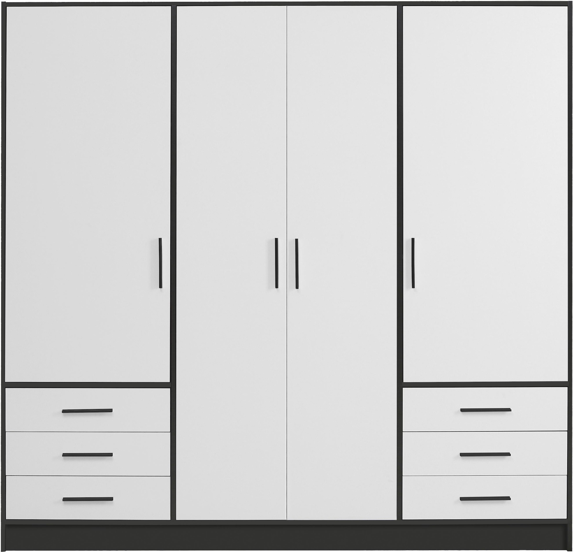 FORTE Kleiderschrank »Jupiter, Made in Europe, mit Schubladen«, (Maße (T/H): 60/200 cm), Stauraum, 2 Breiten, 4 Farben, Schubladen, variable Einlegeböden