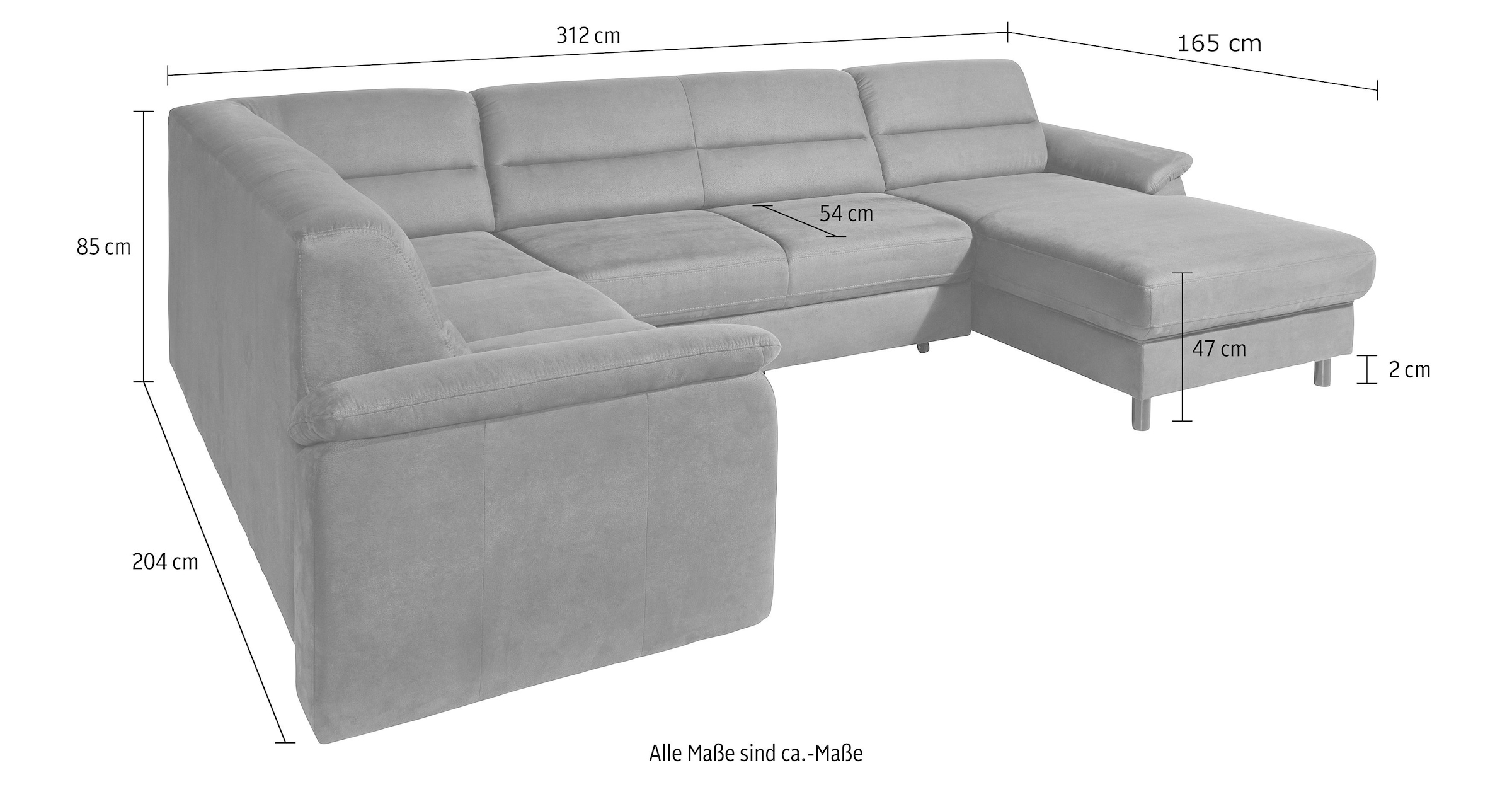 sit&more Wohnlandschaft »Ascara U-Form«, inklusive Boxspring/Federkern-Polsterung, wahlweise mit Bettfunktion