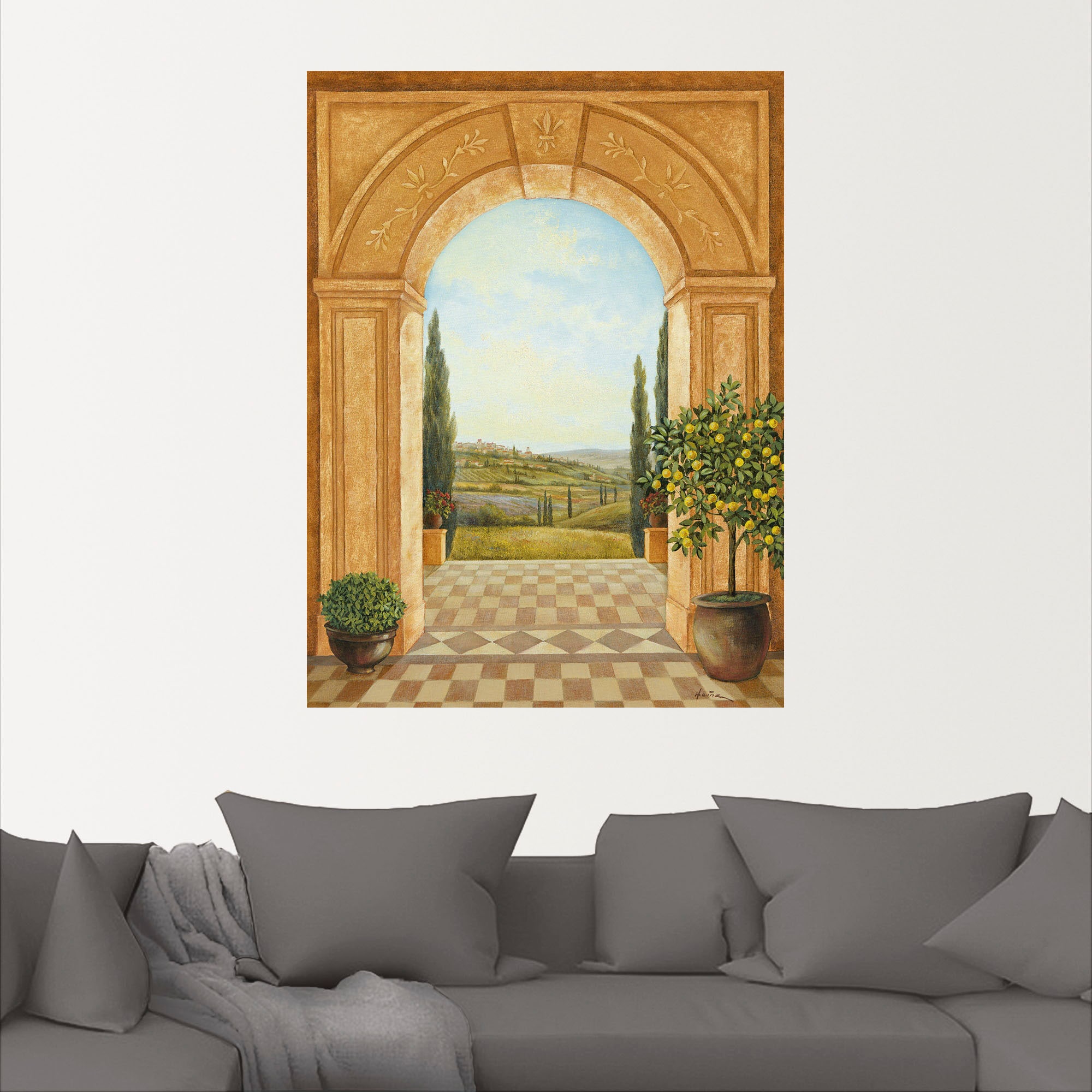 Artland Wandbild »Ausblick mit Zitronenbaum«, Fensterblick, (1 St.), als Leinwandbild, Poster, Wandaufkleber in verschied. Größen