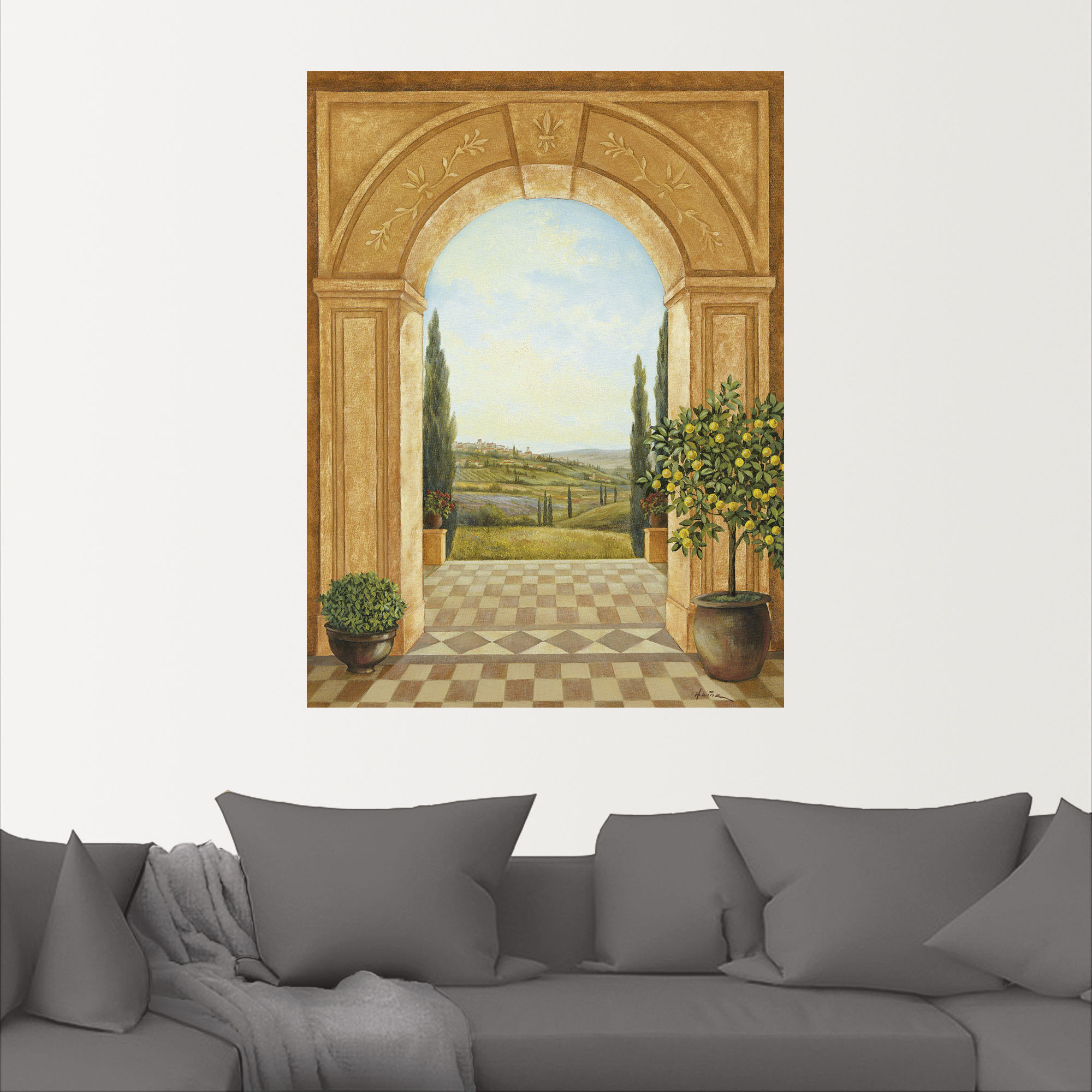 Thumbnail - Artland Wandbild "Ausblick mit Zitronenbaum", Fensterblick, (1 St.), als Leinwandbild, Poster, Wandaufkleber in verschie...