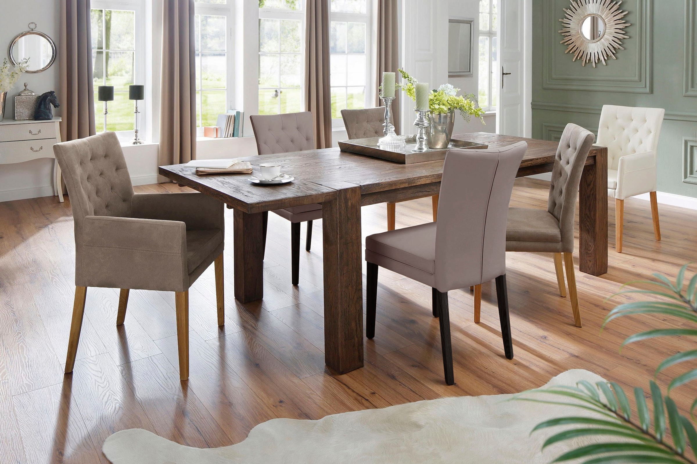 Home affaire 4-Fußstuhl »Colorado«, (Set), 4 St., Kunstleder, Beine aus Buche, wengefarben lackiert, Im 2er, 4er oder 6er-Set
