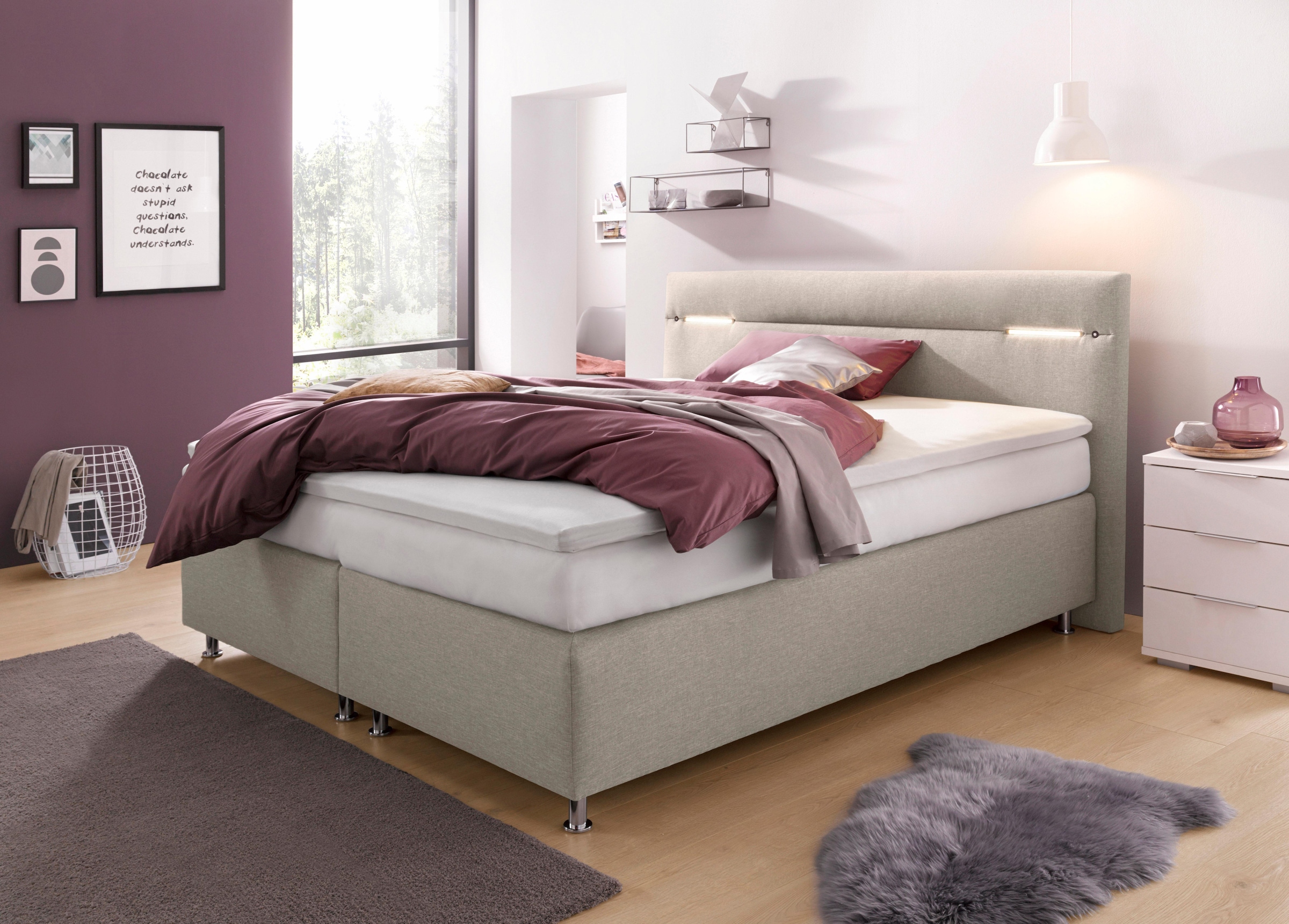 Westfalia Schlafkomfort Boxspringbett, wahlweise mit LED-Beleuchtung
