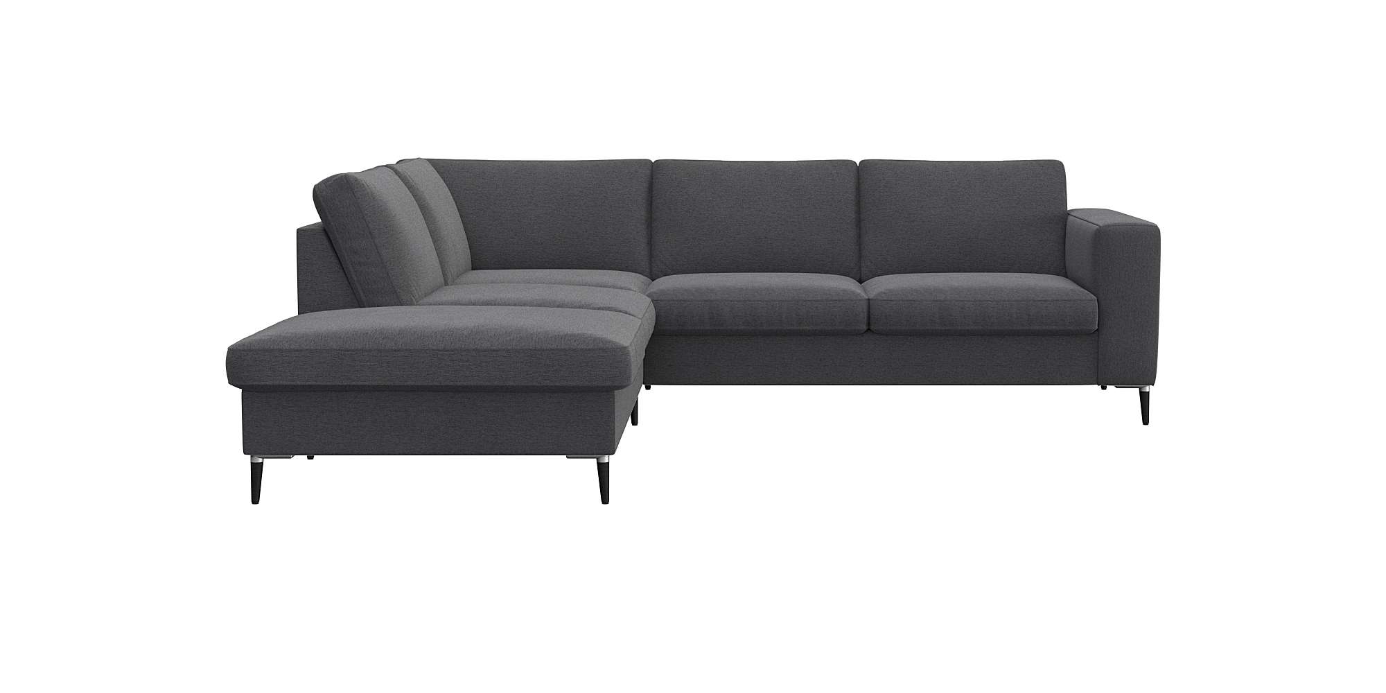 FLEXLUX Ecksofa "Fiore, bequem und komfortabel, zeitlos, L-Form" breite Armlehnen, Füße Alu/schwarz, B/T 241/225 cm, Kaltschaum im Sitz