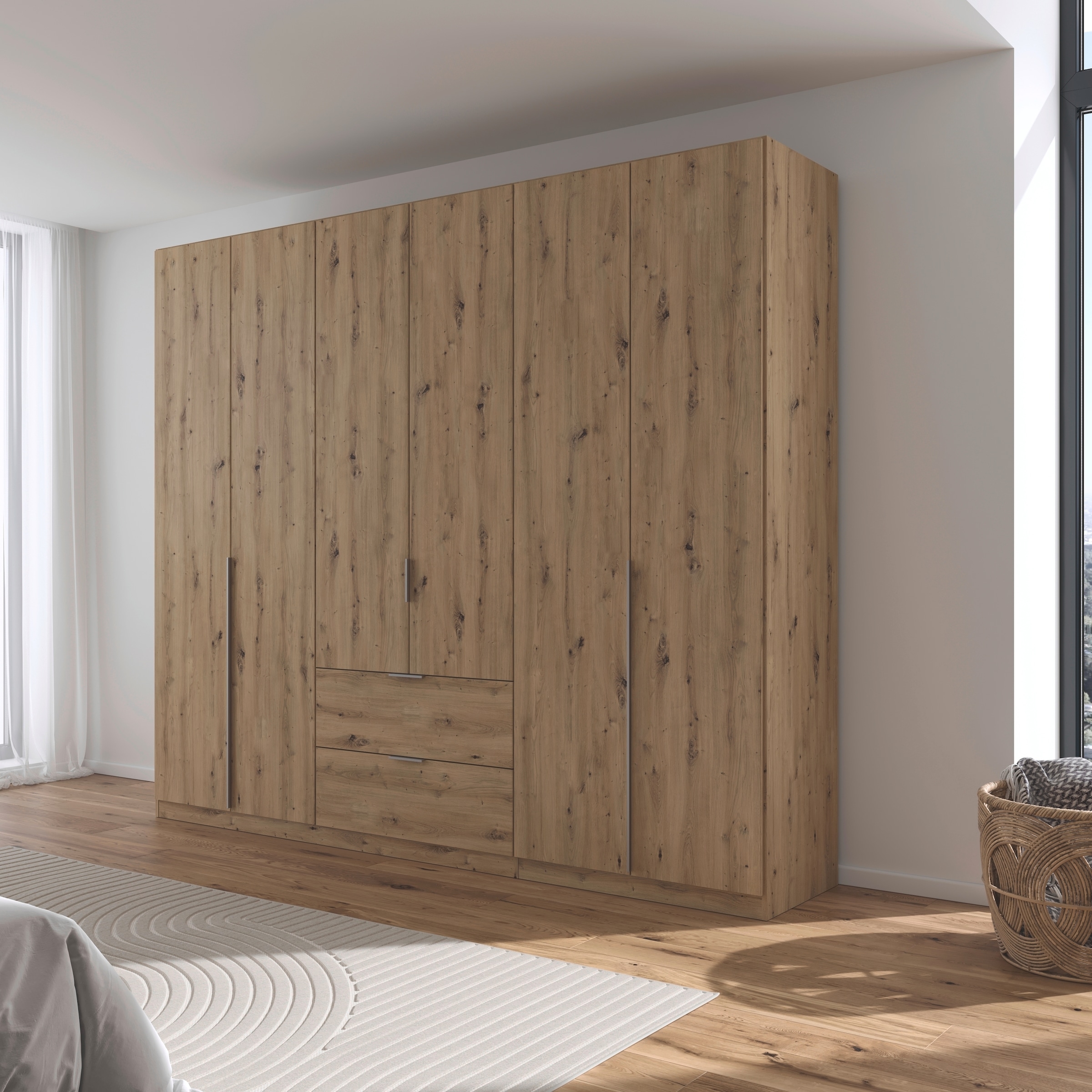 rauch Drehtürenschrank »Kleiderschrank Schrank Garderobe AGORDO mit Dekor- oder Hochglanzfront«, mit Außenschubkästen, in 6 Breiten und 2 Höhen MADE IN GERMANY