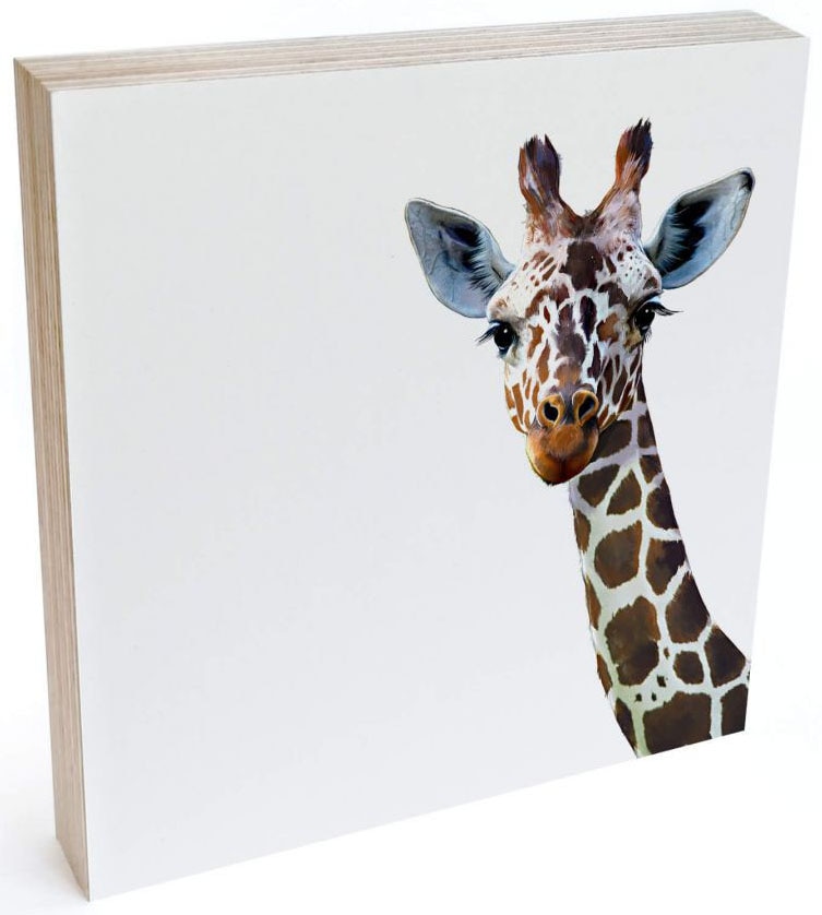 Wall-Art Holzbild »Tischdeko Giraffe Holzbild«, Tiere, (1 St.), bedrucktes Holzbild