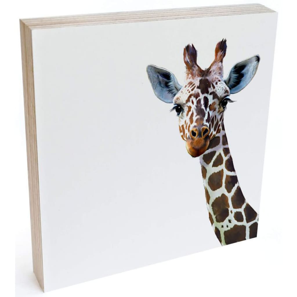 Wall-Art Holzbild »Tischdeko Giraffe Holzbild«, Tiere, (1 St.)