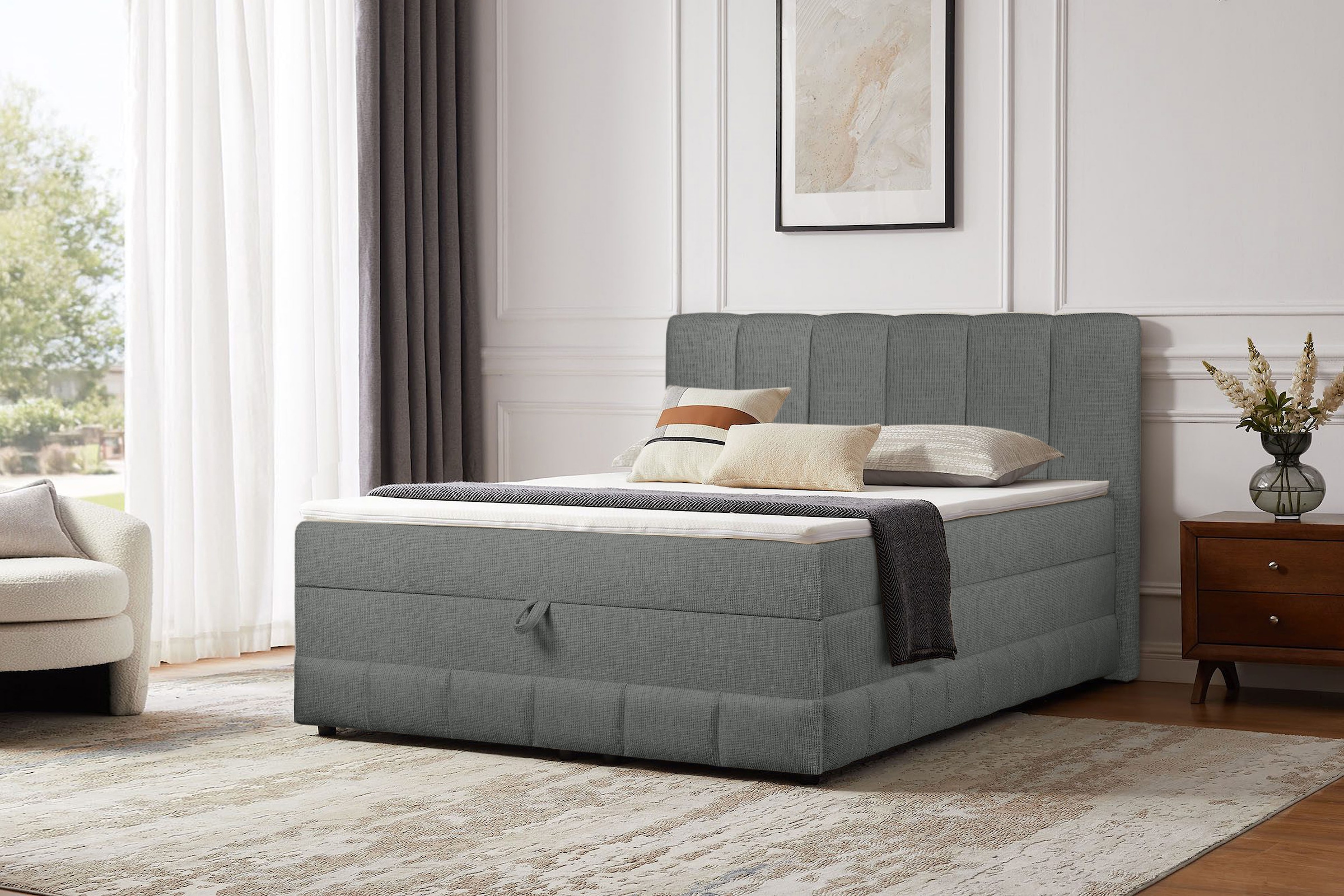 OTTO home Boxbett »Likely inkl. Bettkasten, Liegefläche 180x200 cm, in Boxspring-Optik« inkl. Topper & Aufbauvideo, erhältlich in verschiedenen Farben