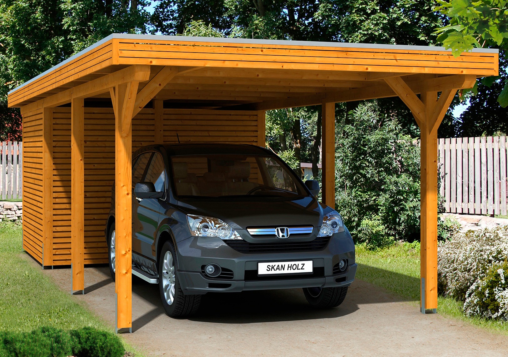 Skanholz Einzelcarport "Spessart", Leimholz-Nordisches Fichtenholz, 291 cm, hellbraun