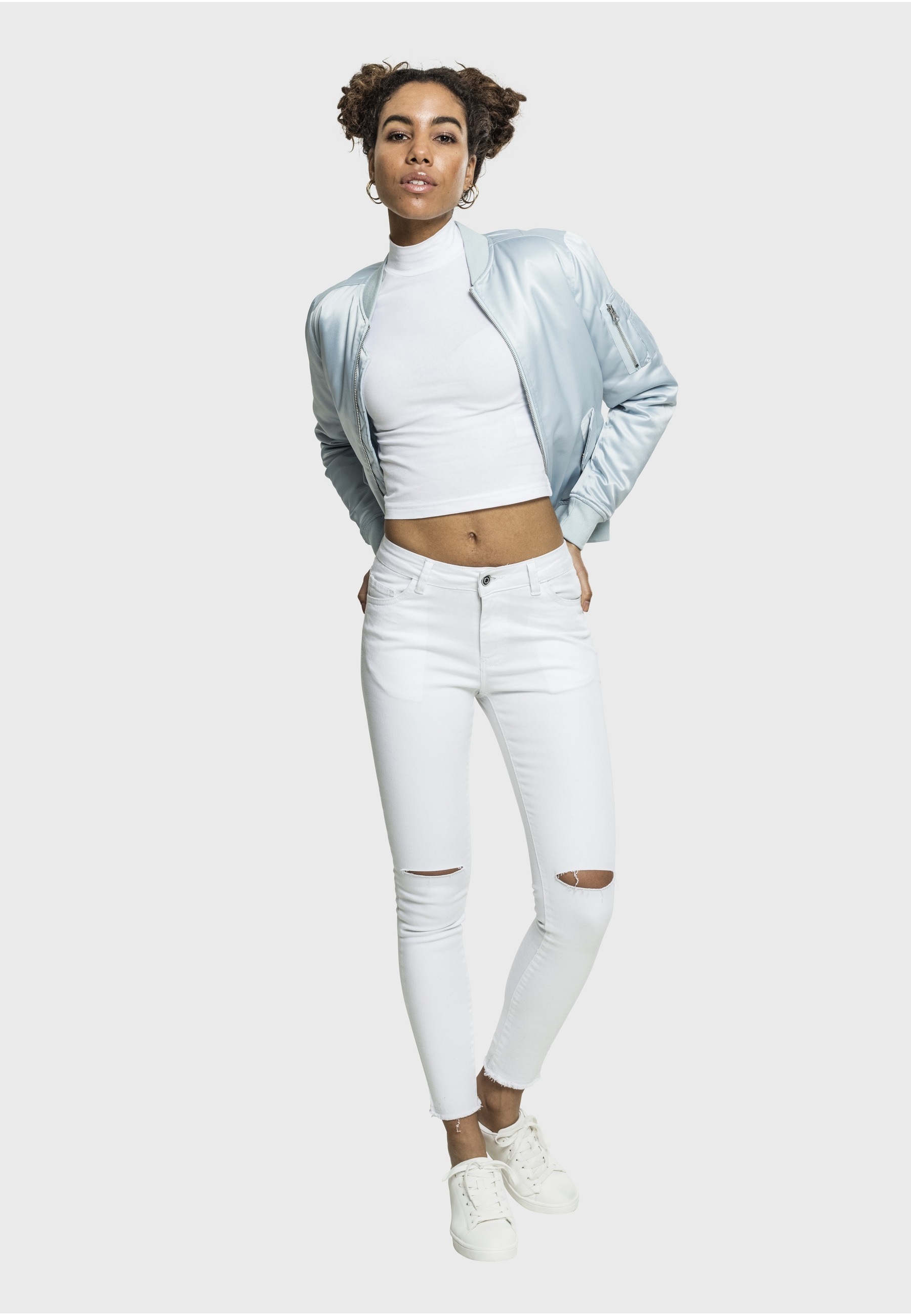 URBAN CLASSICS Allwetterjacke »Urban Classics Damen Ladies Satin Bomber Jacket« 1 Stk. tlg. ohne Kapuze