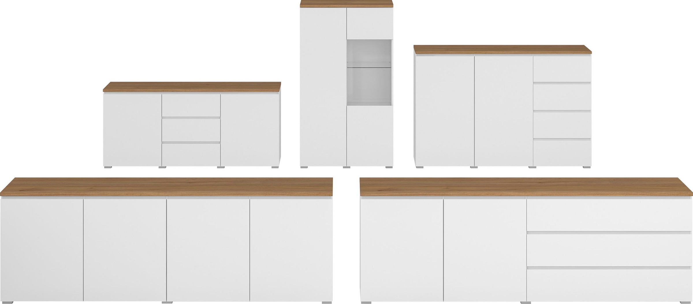 INOSIGN Highboard »Modo, Breite 150 cm, moderne grifflose Kommode 2Türen/4 SK«, Schubladenkommode mit viel Stauraum, Einlegeböden verstellbar