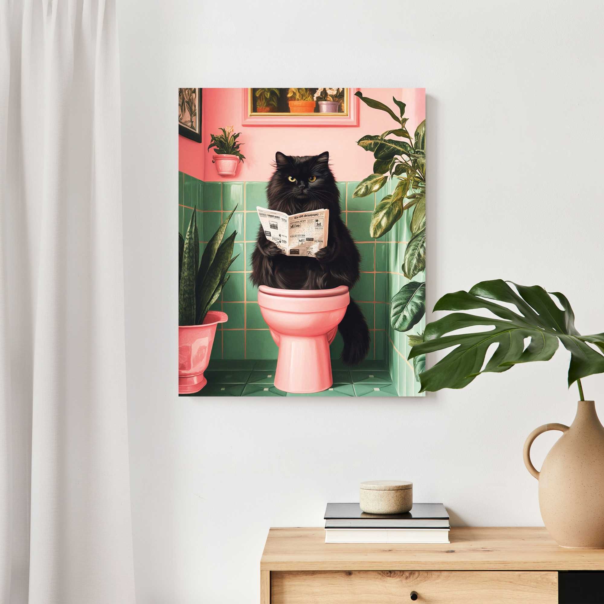 Reinders! Deco-Panel »Katze hat Pause«, Toilette - Rosa - MDF - Tiere - 40x50 cm