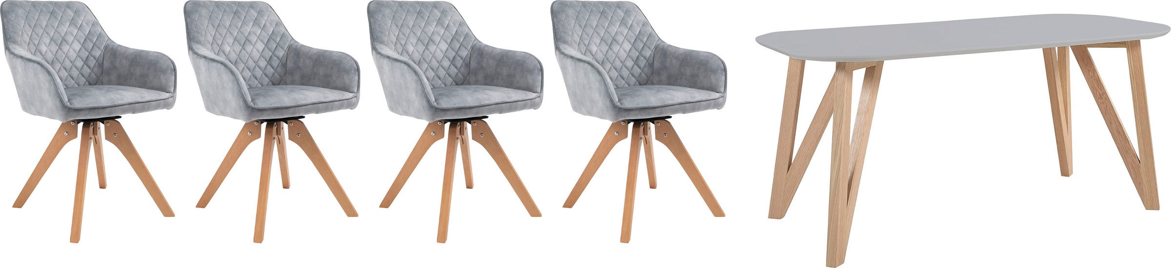 SalesFever Essgruppe "Elegante Sitzgruppe" 5-teiliges Set: Samtverlour-Stüh günstig online kaufen