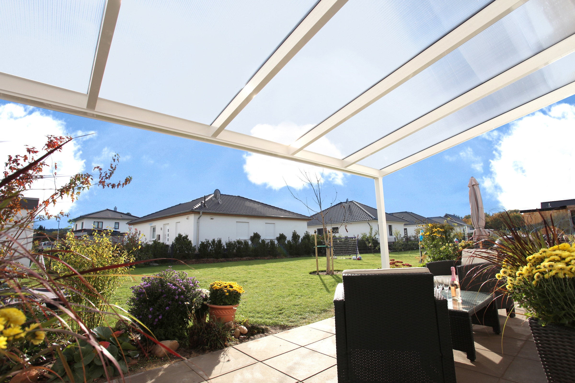 Skanholz Terrassendach »Genua«, 434 cm Breite, verschiedene Tiefe