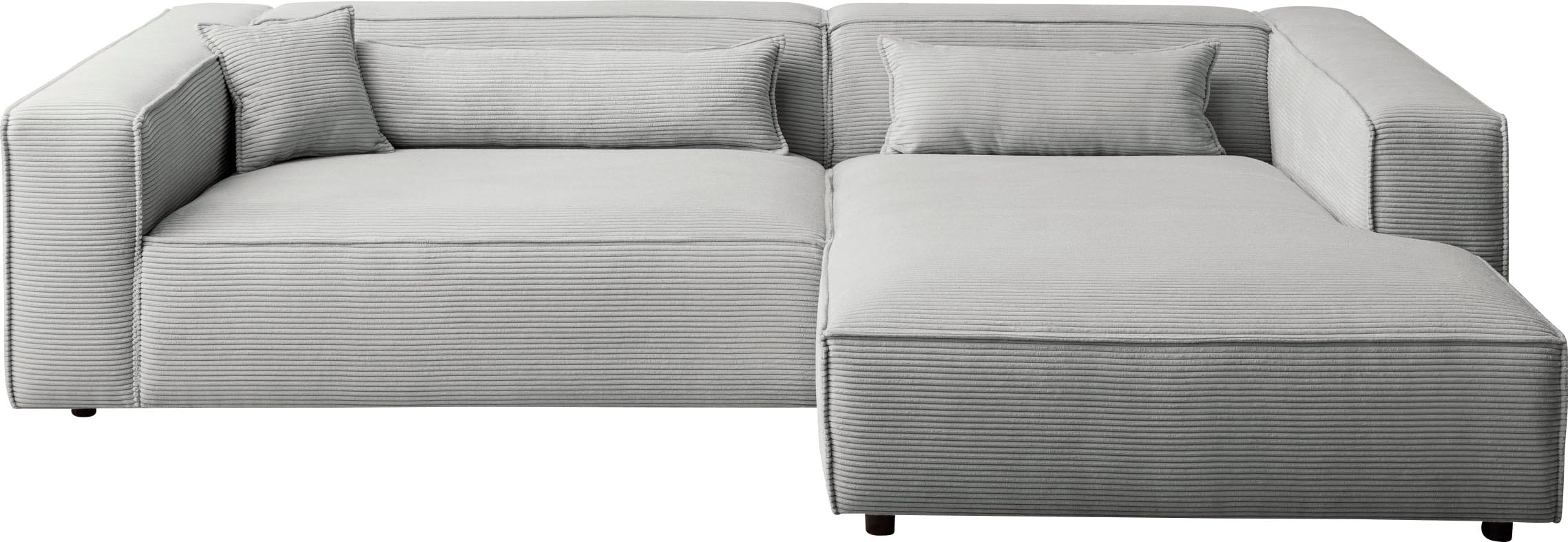LeGer Home by Lena Gercke Ecksofa »PIARA XXL, Big-Sofa in Cord oder Leinenoptik, L-Form, mit Kedernaht«, wahlweise Ottomane rechts/links, schwarze Füße, extra tiefe Sitzfläche