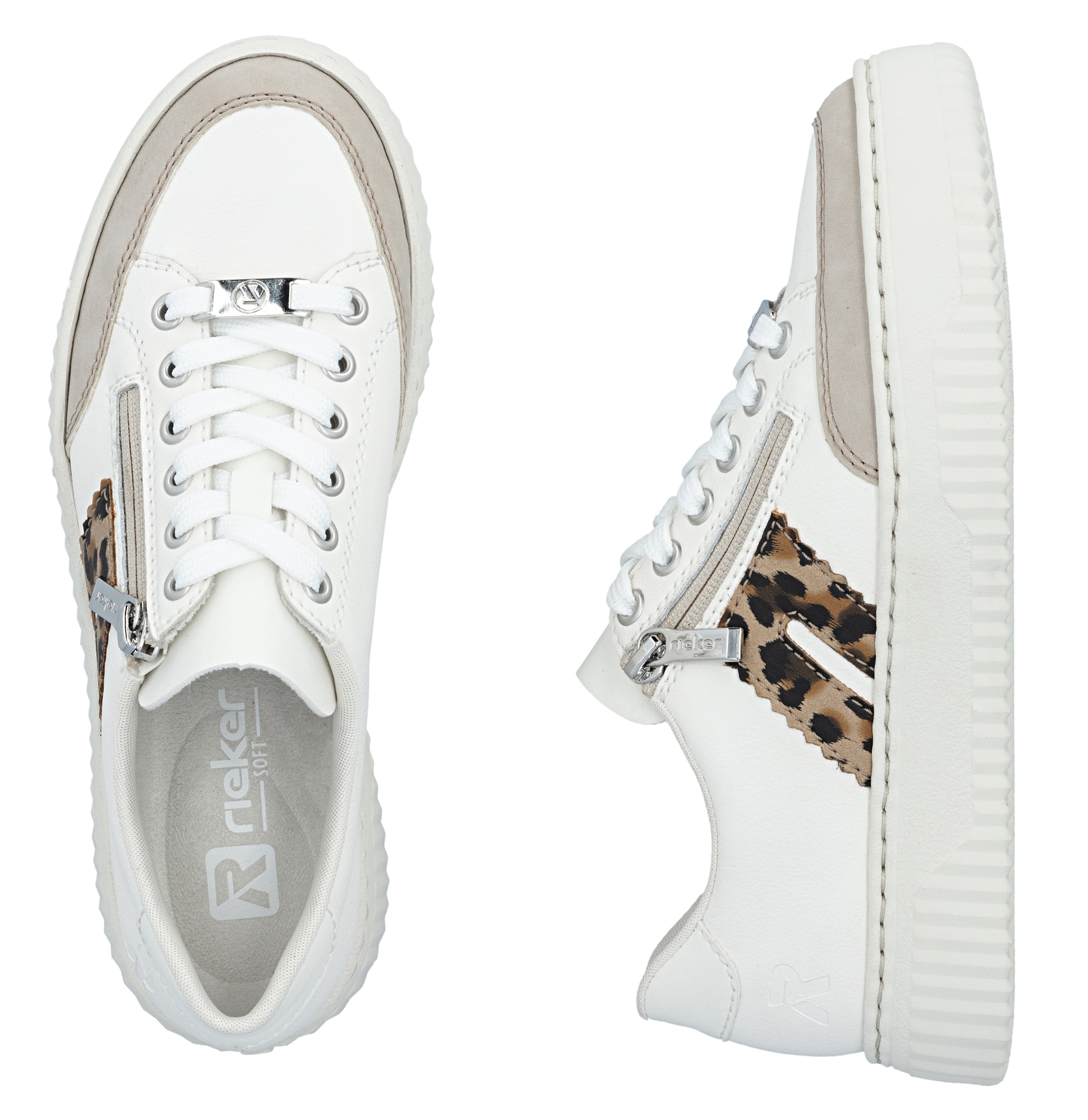 Rieker Plateausneaker  Halbschuh, Schnürschuh, Casual-Sneaker mit leo-Besatz