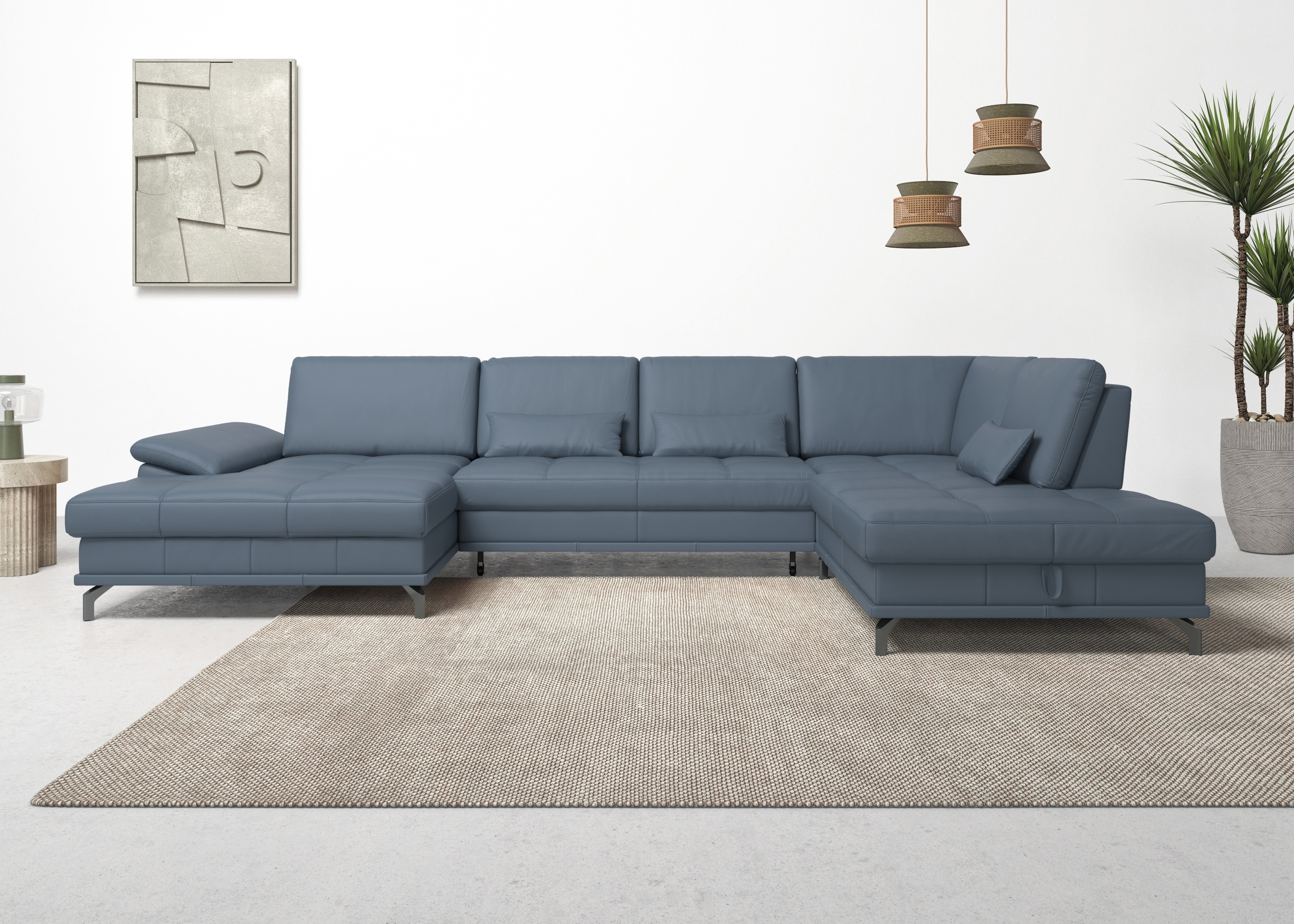 OTTO home Wohnlandschaft "Costello U-Form, B: 363 cm mit Sitztiefen-, Armteilverstellung &" 3 Nierenkissen, optional Schlaffunktion & Bettkasten